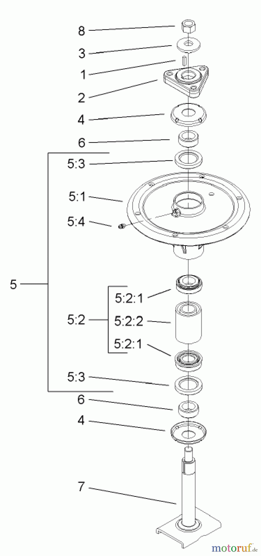  Zerto-Turn Mäher 74262TE (Z500) - Toro Z Master Mower, 152cm TURBO FORCE Side Discharge Deck (SN: 260000001 - 260999999) (2006) SPINDLE ASSEMBLY NO. 106-3217