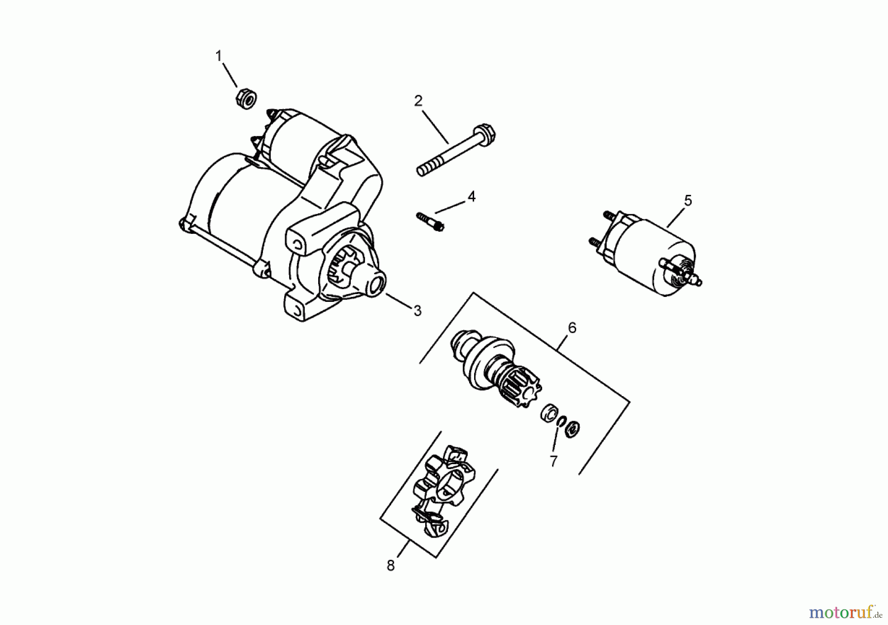  Zerto-Turn Mäher 74262TE (Z500) - Toro Z Master Mower, 152cm TURBO FORCE Side Discharge Deck (SN: 260000001 - 260999999) (2006) STARTING SYSTEM ASSEMBLY KOHLER CH750-0010