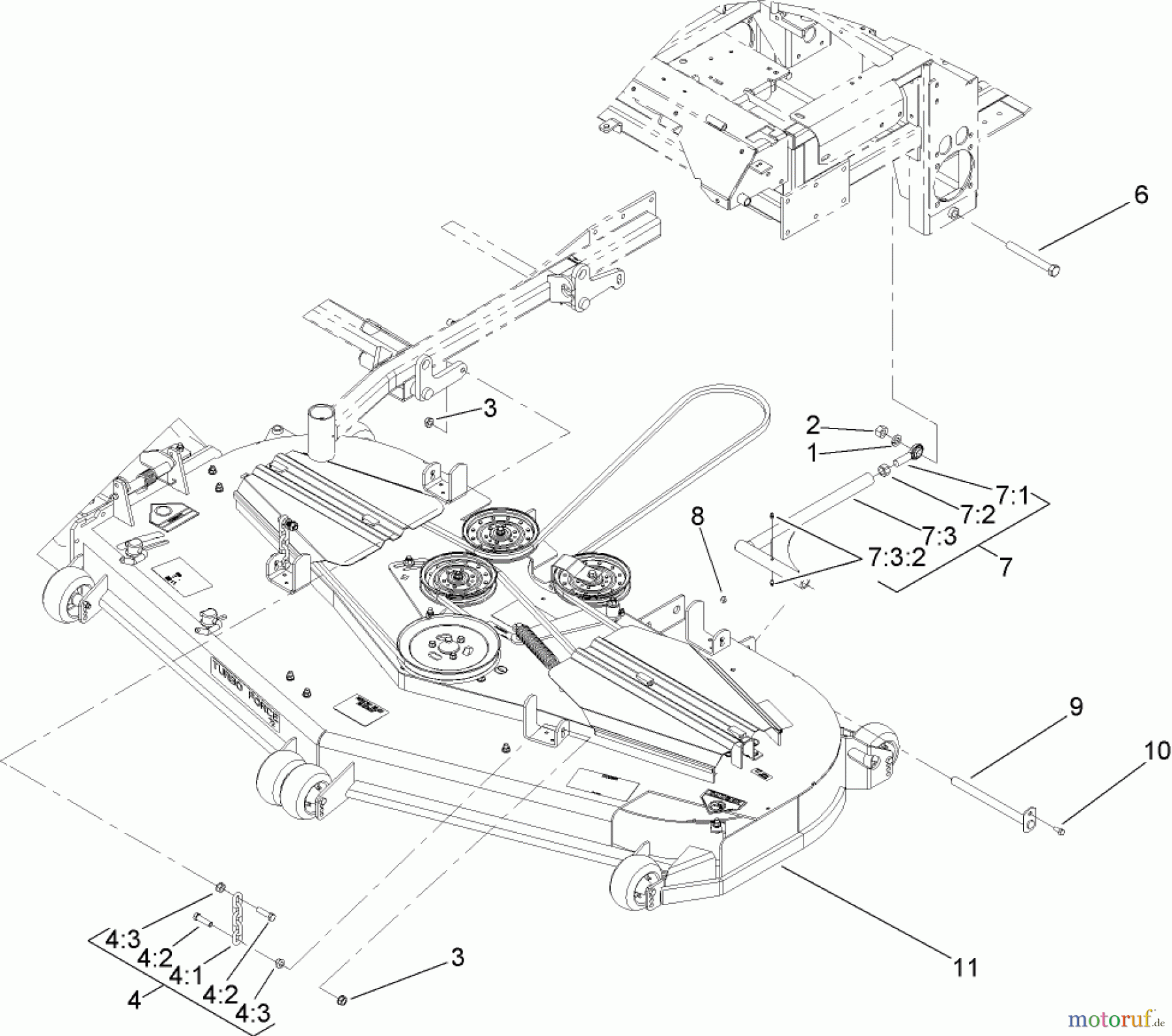  Zerto-Turn Mäher 74264TE (Z580-D) - Toro Z Master Mower, 132cm TURBO FORCE Side Discharge Deck (SN: 280000001 - 280999999) (2008) DECK CONNECTION ASSEMBLY