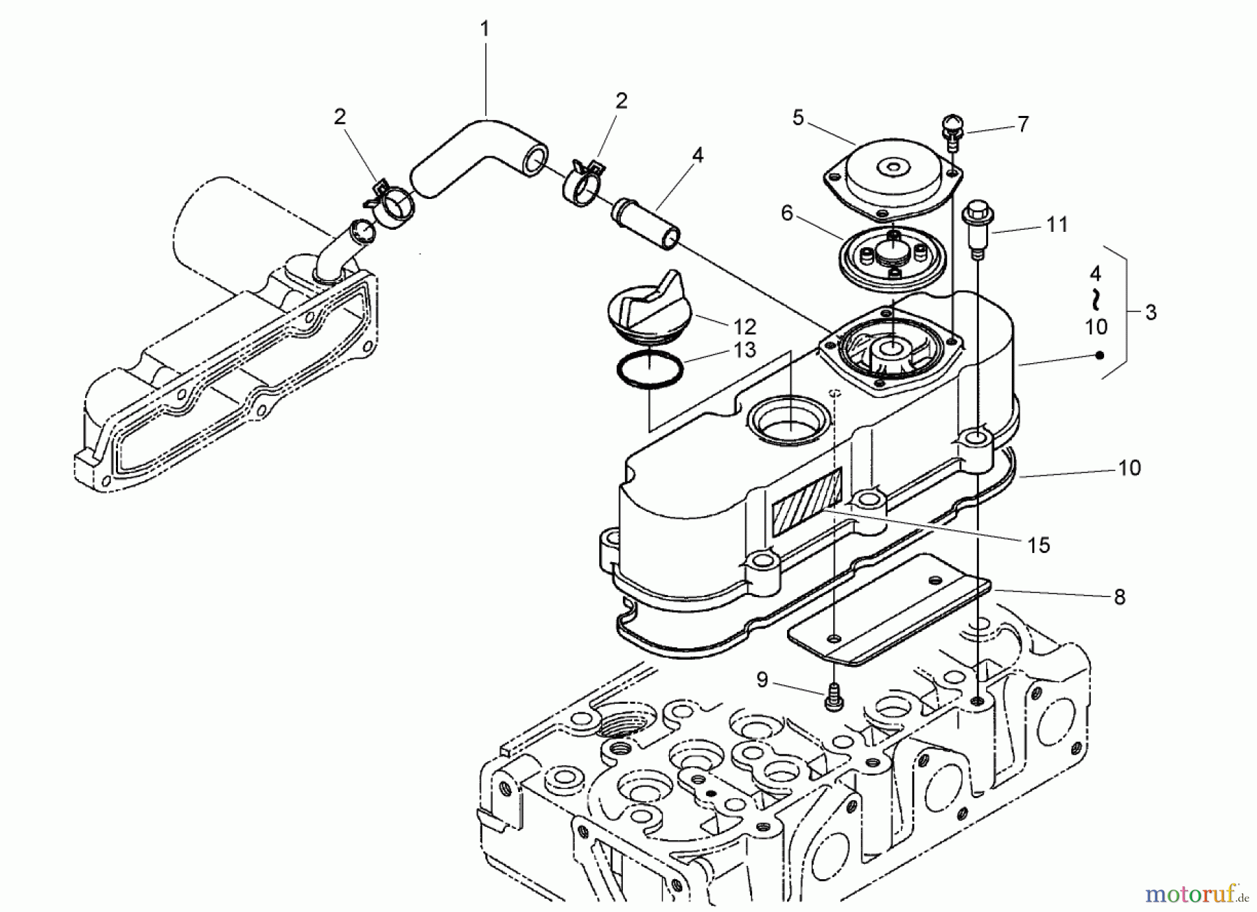  Zerto-Turn Mäher 74264TE (Z580-D) - Toro Z Master Mower, 132cm TURBO FORCE Side Discharge Deck (SN: 280000001 - 280999999) (2008) HEAD COVER ASSEMBLY