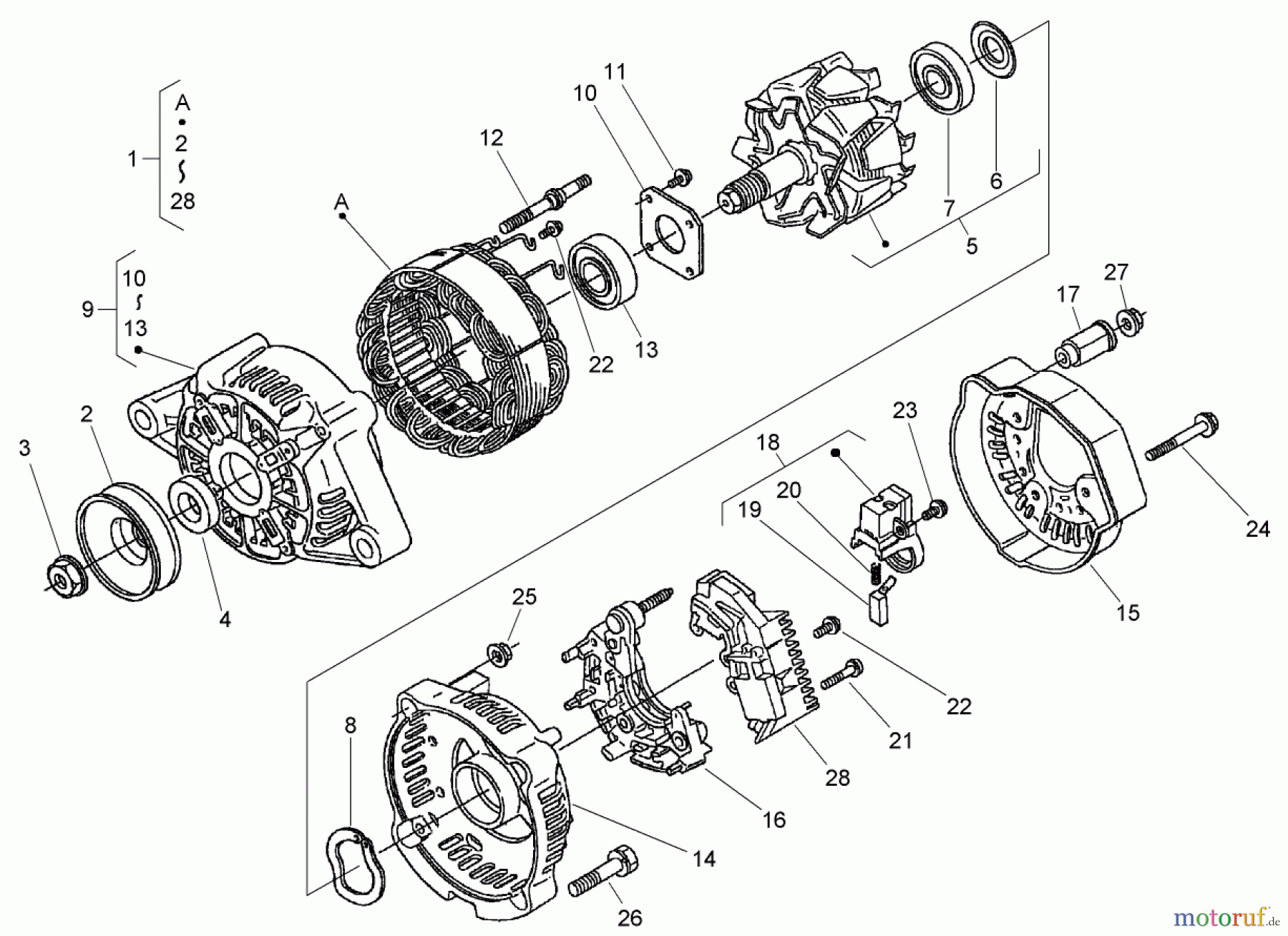  Zerto-Turn Mäher 74264TE (Z593-D) - Toro Z Master Mower, 132cm TURBO FORCE Side Discharge Deck (SN: 270000001 - 270999999) (2007) ALTERNATOR ASSEMBLY