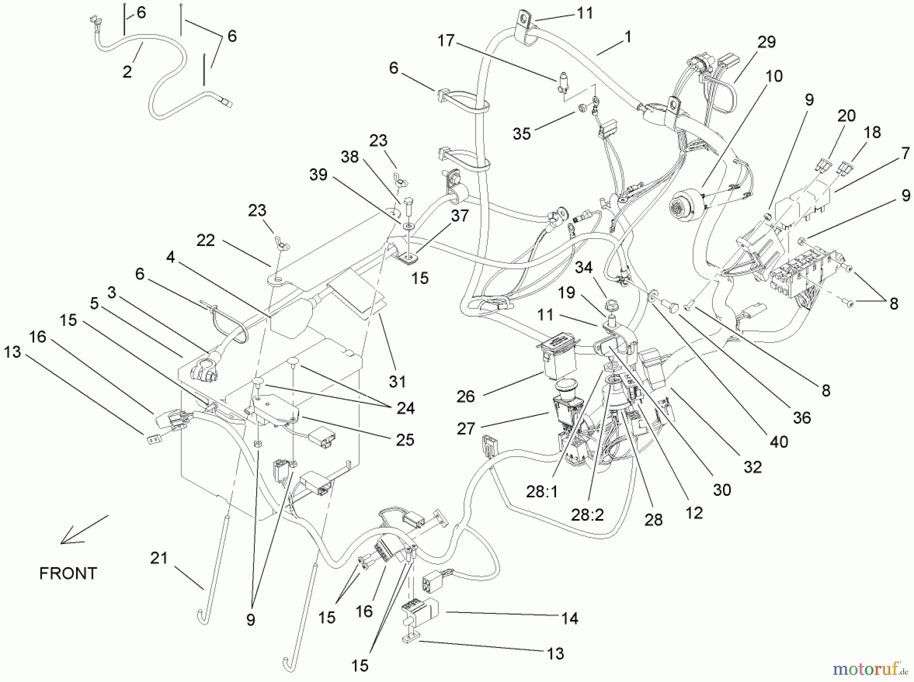  Zerto-Turn Mäher 74264TE (Z593-D) - Toro Z Master Mower, 132cm TURBO FORCE Side Discharge Deck (SN: 270000001 - 270999999) (2007) ELECTRICAL ASSEMBLY