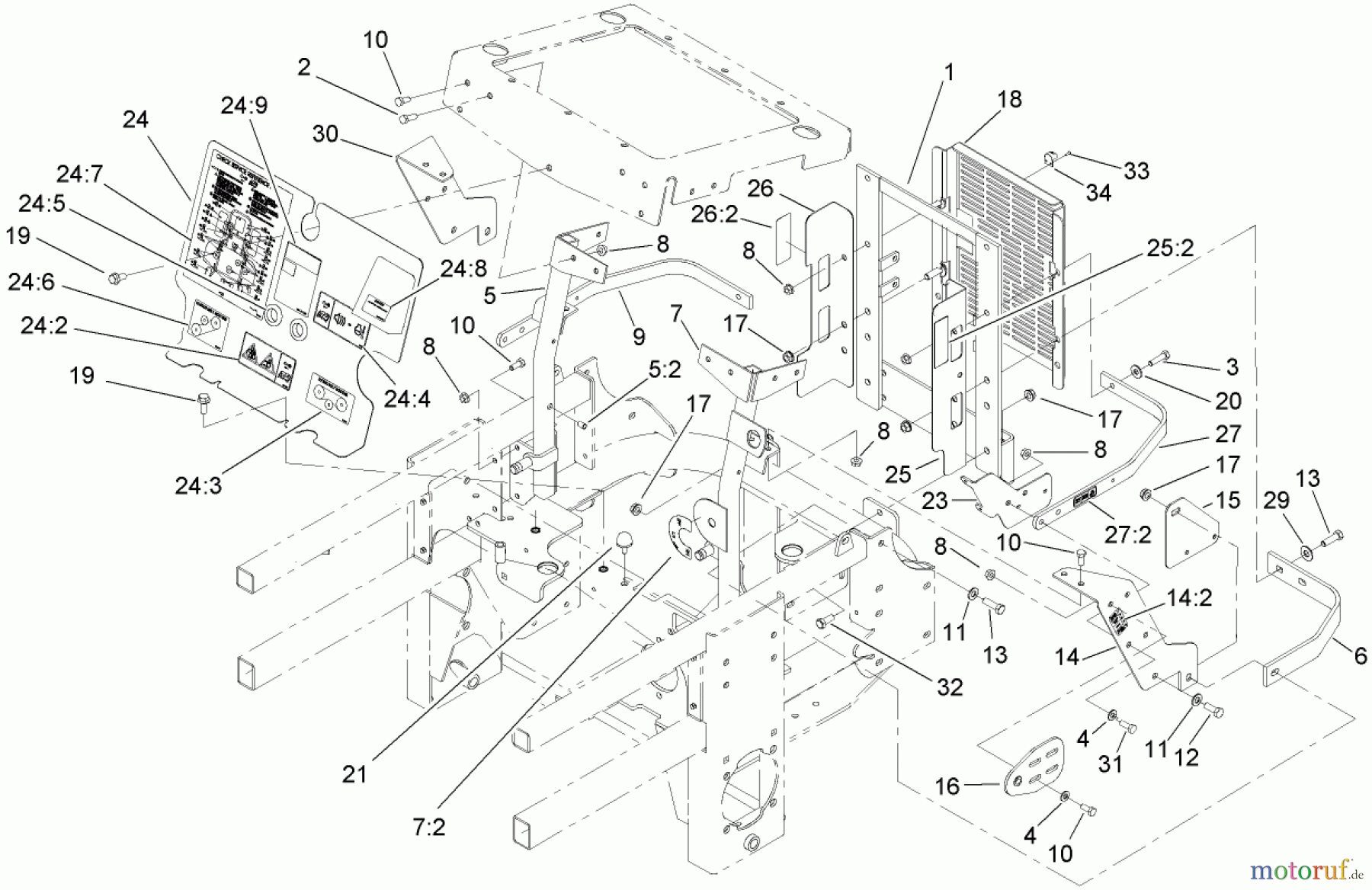  Zerto-Turn Mäher 74264TE (Z593-D) - Toro Z Master Mower, 132cm TURBO FORCE Side Discharge Deck (SN: 270000001 - 270999999) (2007) ENGINE HOUSING ASSEMBLY