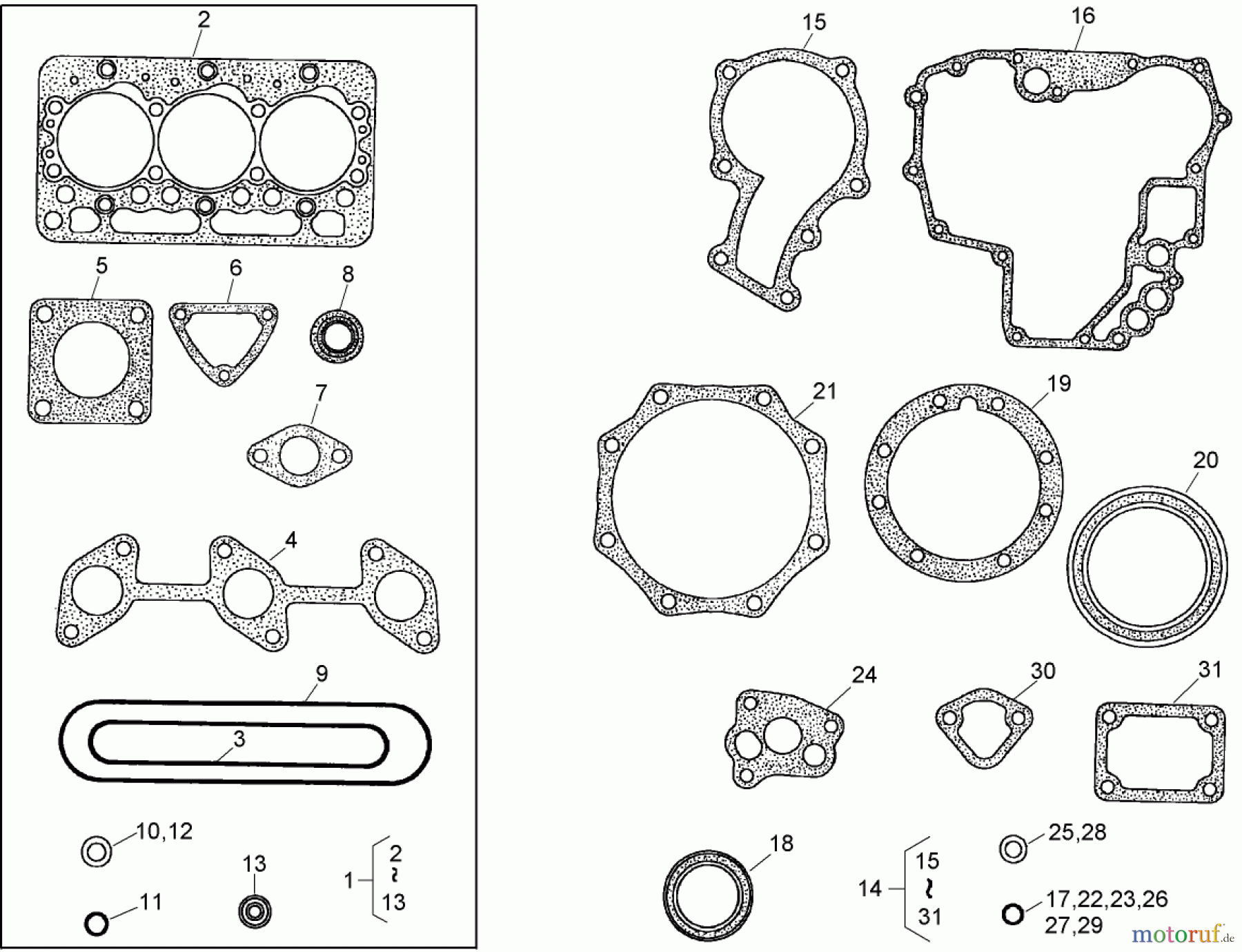  Zerto-Turn Mäher 74264TE (Z593-D) - Toro Z Master Mower, 132cm TURBO FORCE Side Discharge Deck (SN: 270000001 - 270999999) (2007) GASKET KIT