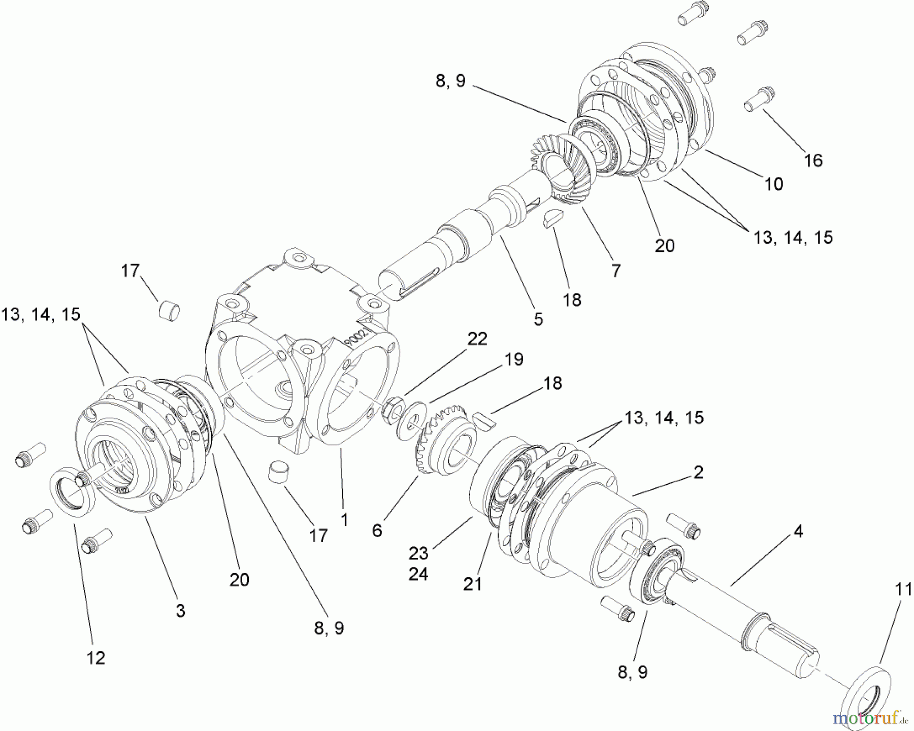  Zerto-Turn Mäher 74264TE (Z593-D) - Toro Z Master Mower, 132cm TURBO FORCE Side Discharge Deck (SN: 270000001 - 270999999) (2007) GEARBOX ASSEMBLY NO. 107-9887