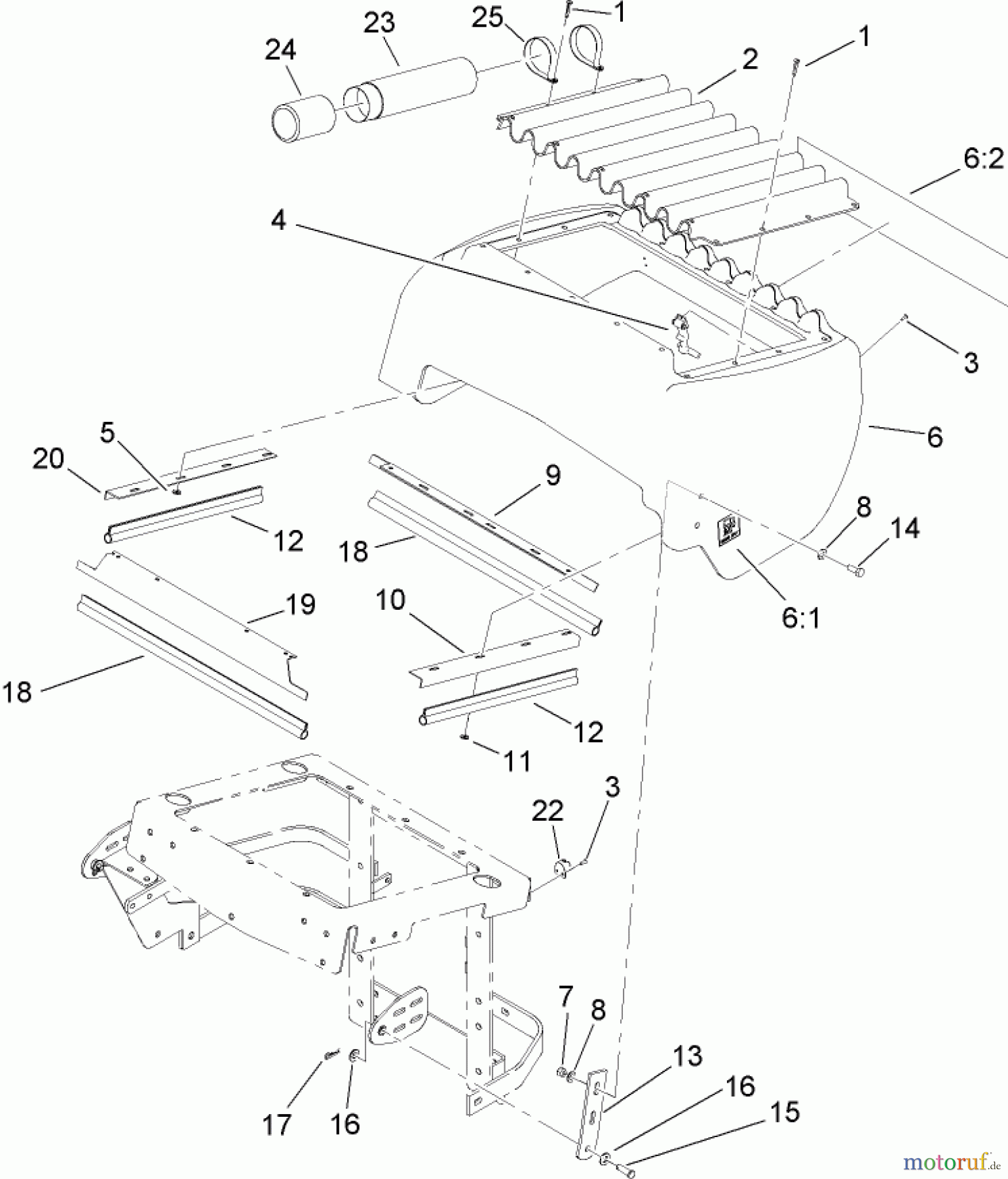  Zerto-Turn Mäher 74264TE (Z593-D) - Toro Z Master Mower, 132cm TURBO FORCE Side Discharge Deck (SN: 270000001 - 270999999) (2007) HOOD ASSEMBLY