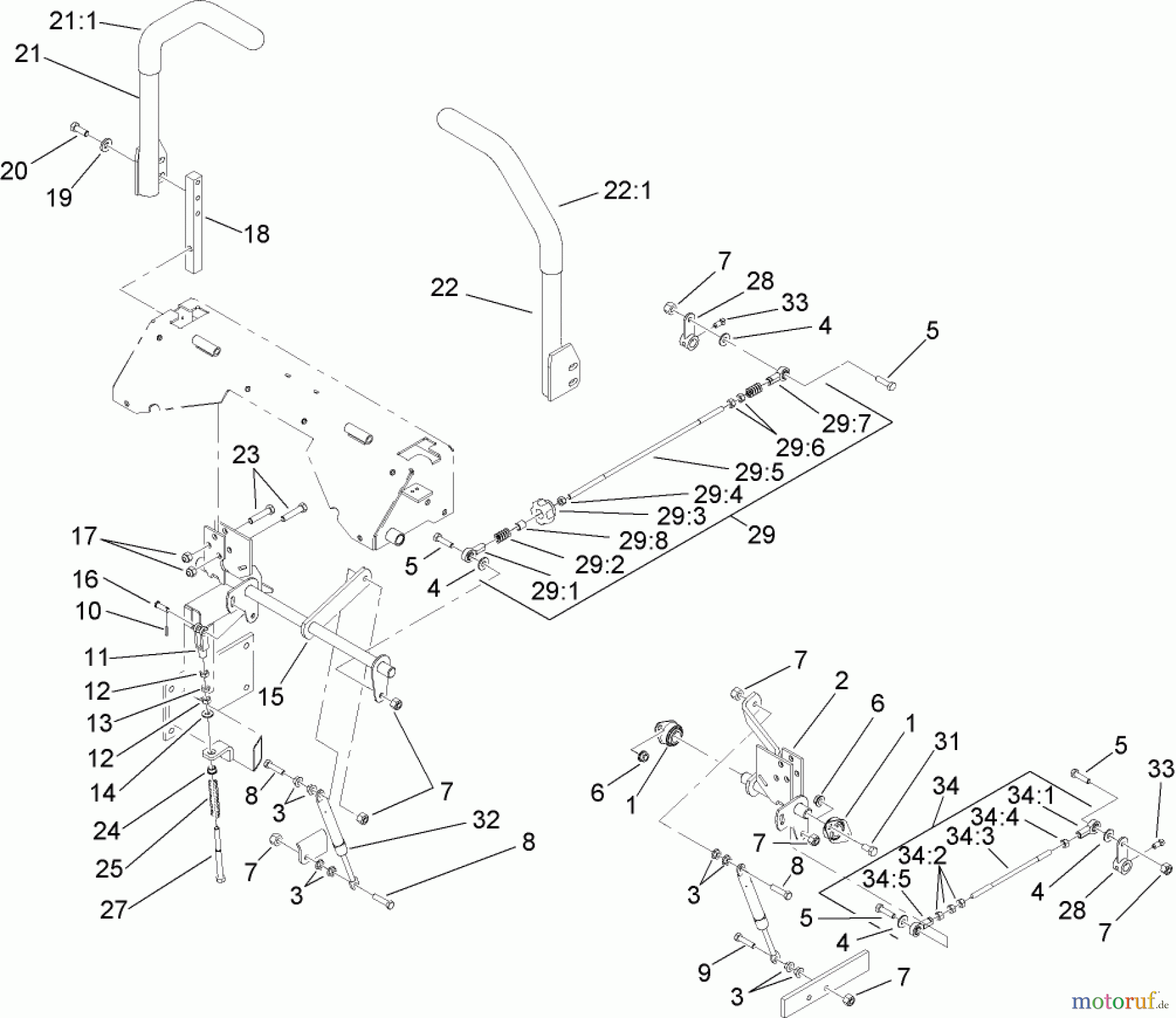  Zerto-Turn Mäher 74264TE (Z593-D) - Toro Z Master Mower, 132cm TURBO FORCE Side Discharge Deck (SN: 270000001 - 270999999) (2007) HYDRO CONTROL ASSEMBLY