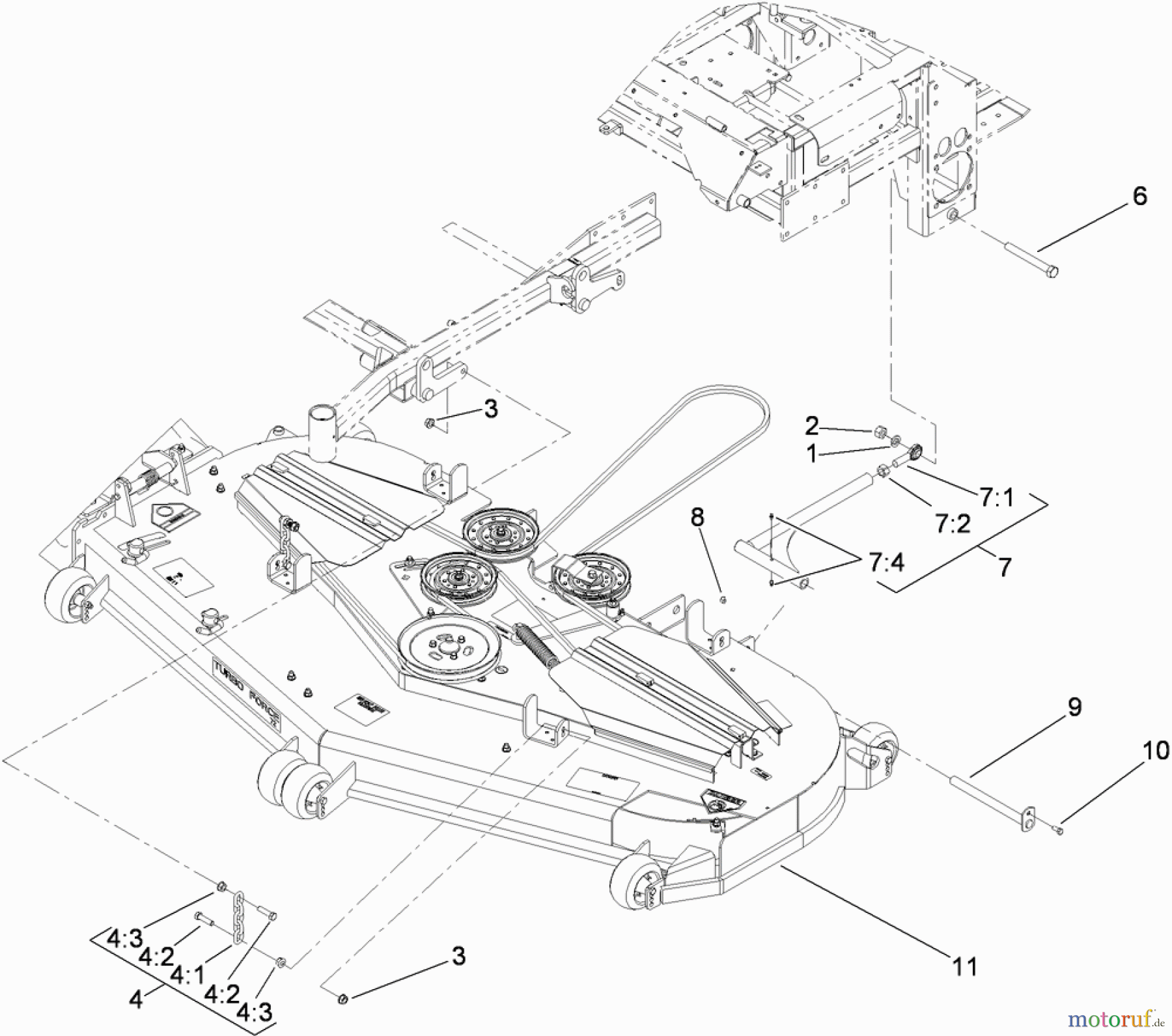  Zerto-Turn Mäher 74265TE (Z580-D) - Toro Z Master Mower, 152cm TURBO FORCE Side Discharge Deck (SN: 290000001 - 290999999) (2009) DECK CONNECTION ASSEMBLY