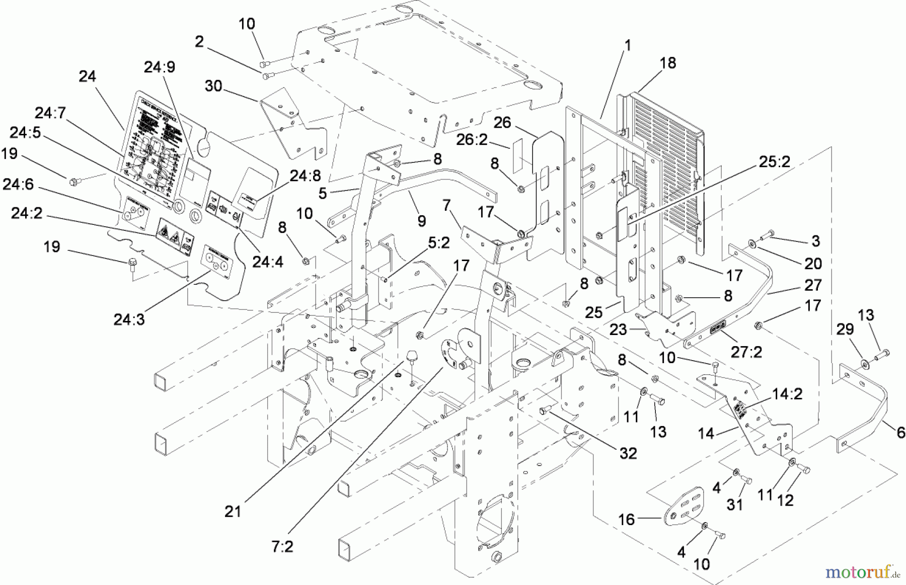  Zerto-Turn Mäher 74265TE (Z580-D) - Toro Z Master Mower, 152cm TURBO FORCE Side Discharge Deck (SN: 290000001 - 290999999) (2009) ENGINE HOUSING ASSEMBLY