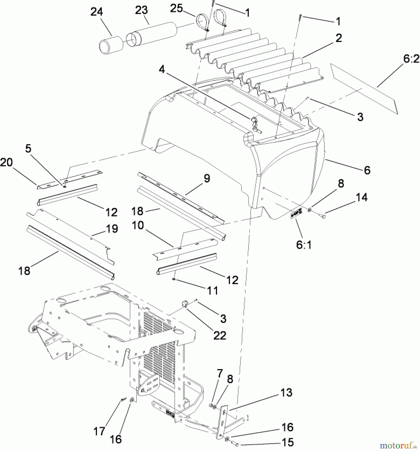  Zerto-Turn Mäher 74265TE (Z580-D) - Toro Z Master Mower, 152cm TURBO FORCE Side Discharge Deck (SN: 290000001 - 290999999) (2009) HOOD ASSEMBLY