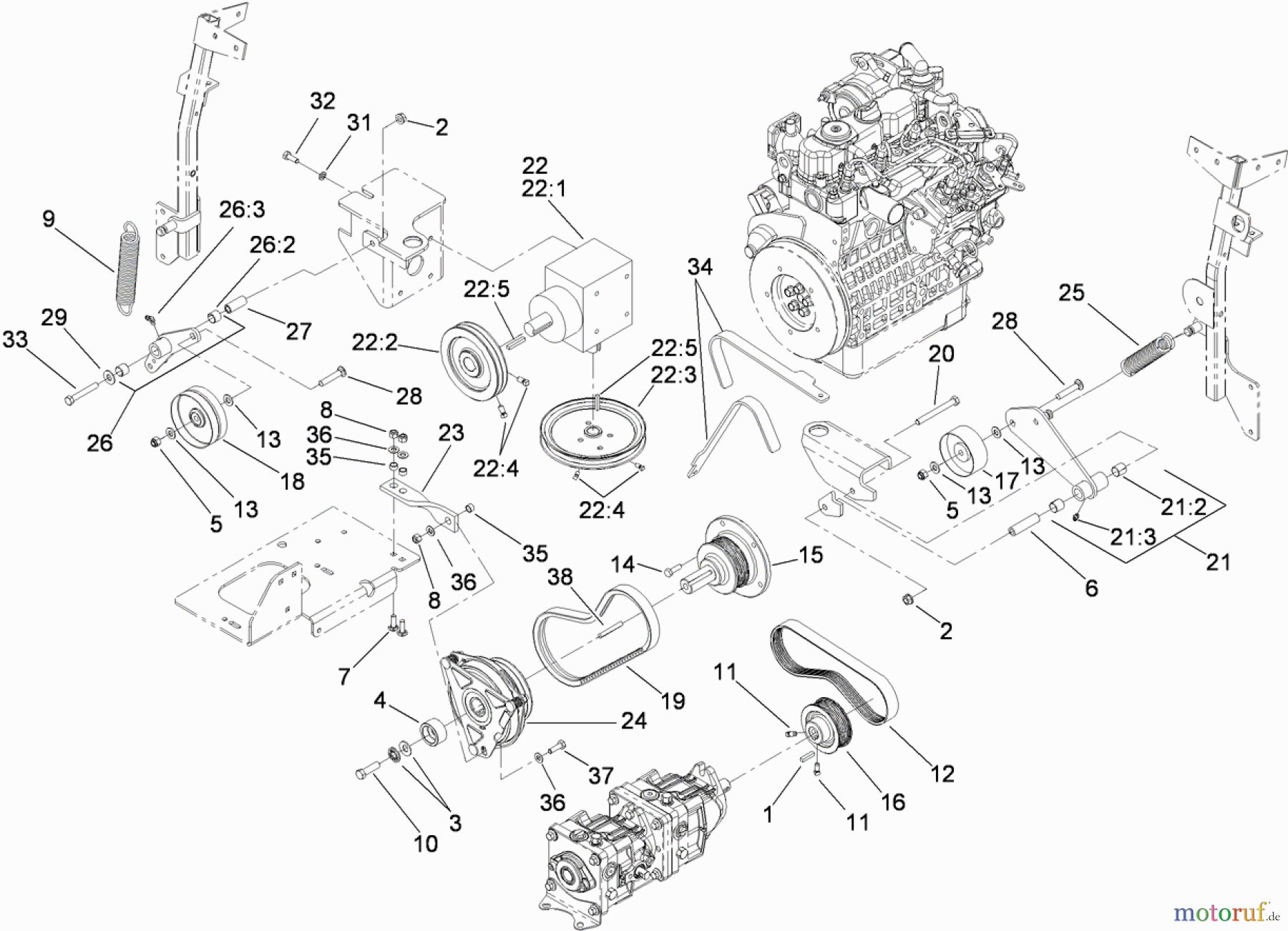  Zerto-Turn Mäher 74265TE (Z580-D) - Toro Z Master Mower, 152cm TURBO FORCE Side Discharge Deck (SN: 290000001 - 290999999) (2009) HYDRO AND GEARBOX ASSEMBLY