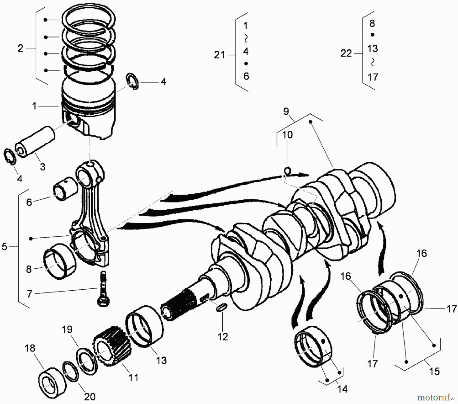  Zerto-Turn Mäher 74265TE (Z580-D) - Toro Z Master Mower, 152cm TURBO FORCE Side Discharge Deck (SN: 290000001 - 290999999) (2009) PISTON AND CRANKSHAFT ASSEMBLY