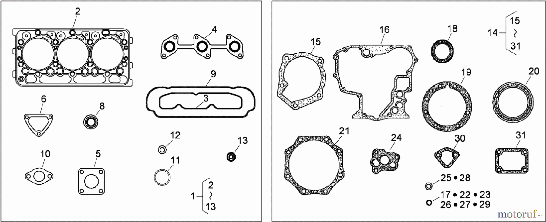  Zerto-Turn Mäher 74265TE (Z580-D) - Toro Z Master Mower, 152cm TURBO FORCE Side Discharge Deck (SN: 290000001 - 290999999) (2009) UPPER AND LOWER GASKET KITS