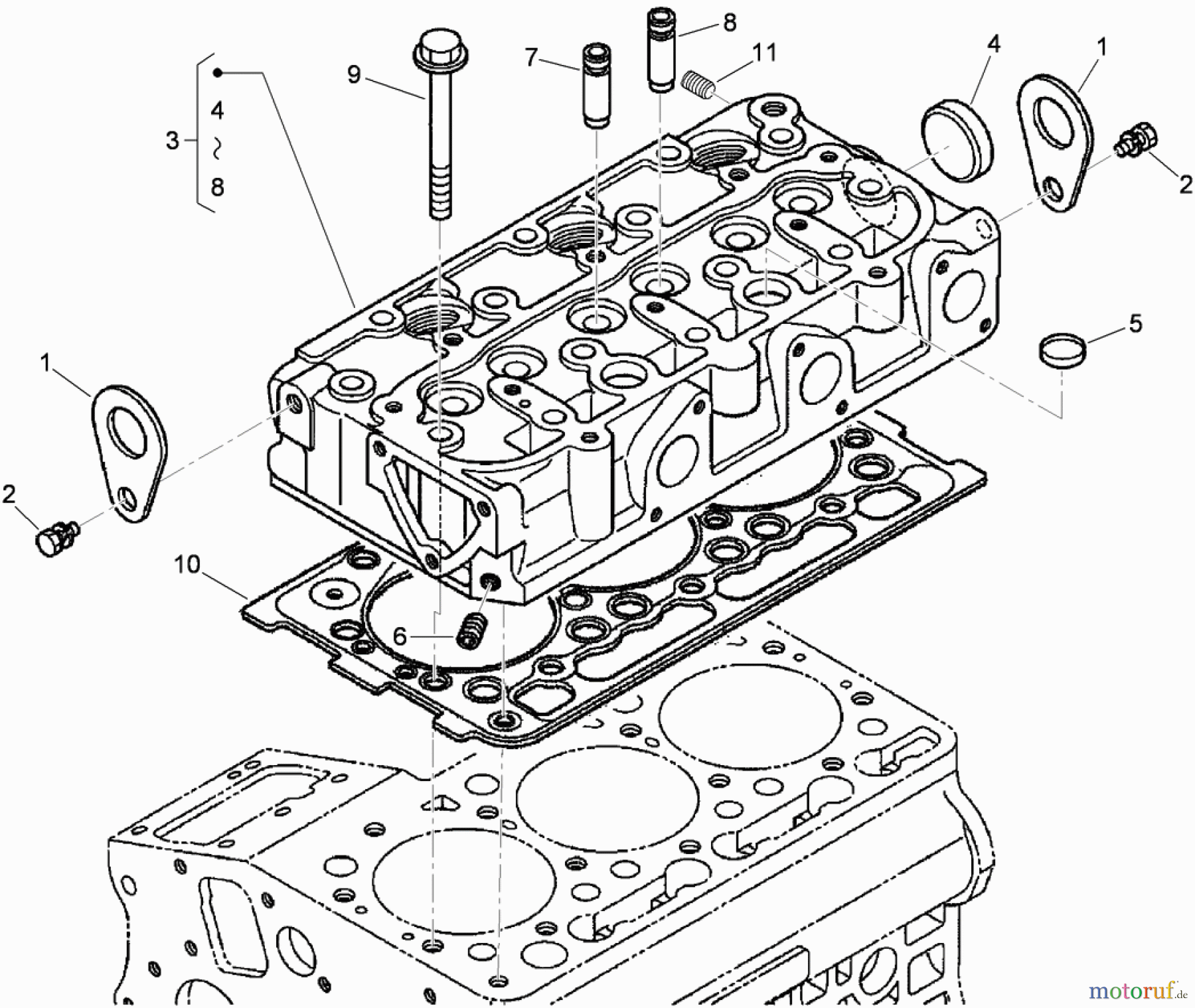  Zerto-Turn Mäher 74265TE (Z580-D) - Toro Z Master Mower, 152cm TURBO FORCE Side Discharge Deck (SN: 310000001 - 310999999) (2010) CYLINDER HEAD ASSEMBLY