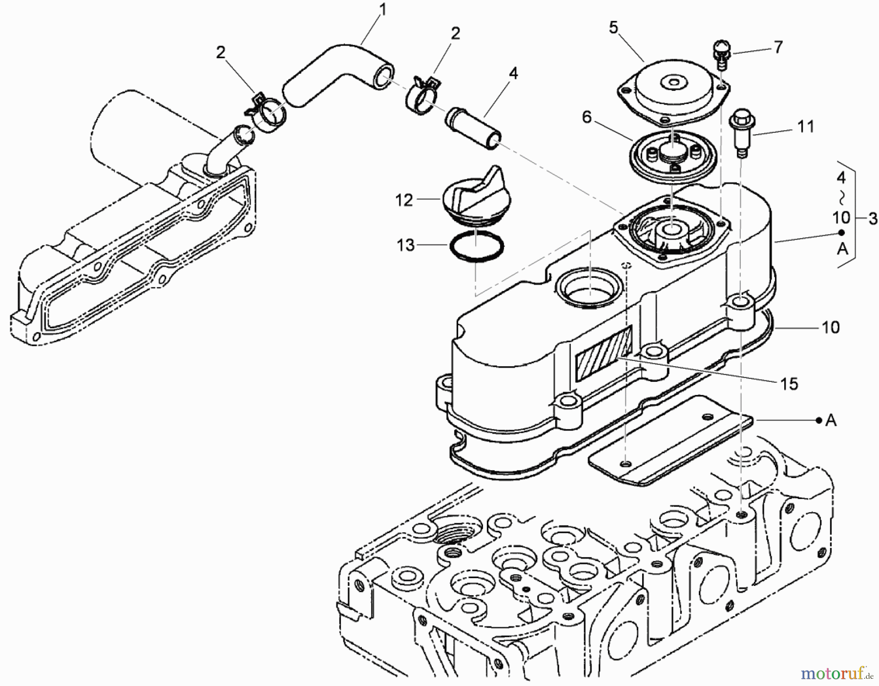  Zerto-Turn Mäher 74265TE (Z580-D) - Toro Z Master Mower, 152cm TURBO FORCE Side Discharge Deck (SN: 310000001 - 310999999) (2010) CYLINDER HEAD COVER ASSEMBLY