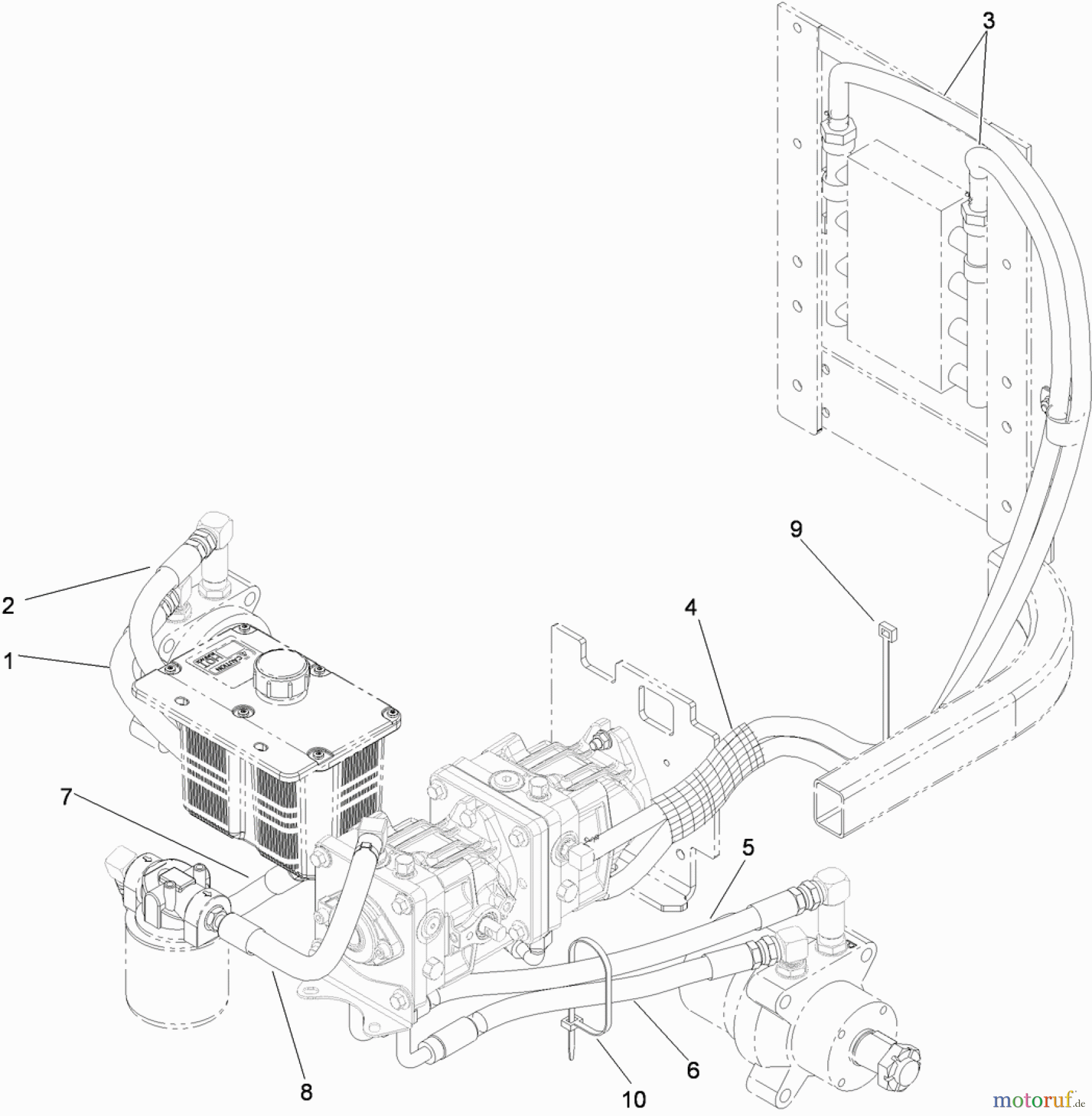  Zerto-Turn Mäher 74265TE (Z580-D) - Toro Z Master Mower, 152cm TURBO FORCE Side Discharge Deck (SN: 310000001 - 310999999) (2010) HYDRAULIC HOSE SYSTEM ASSEMBLY