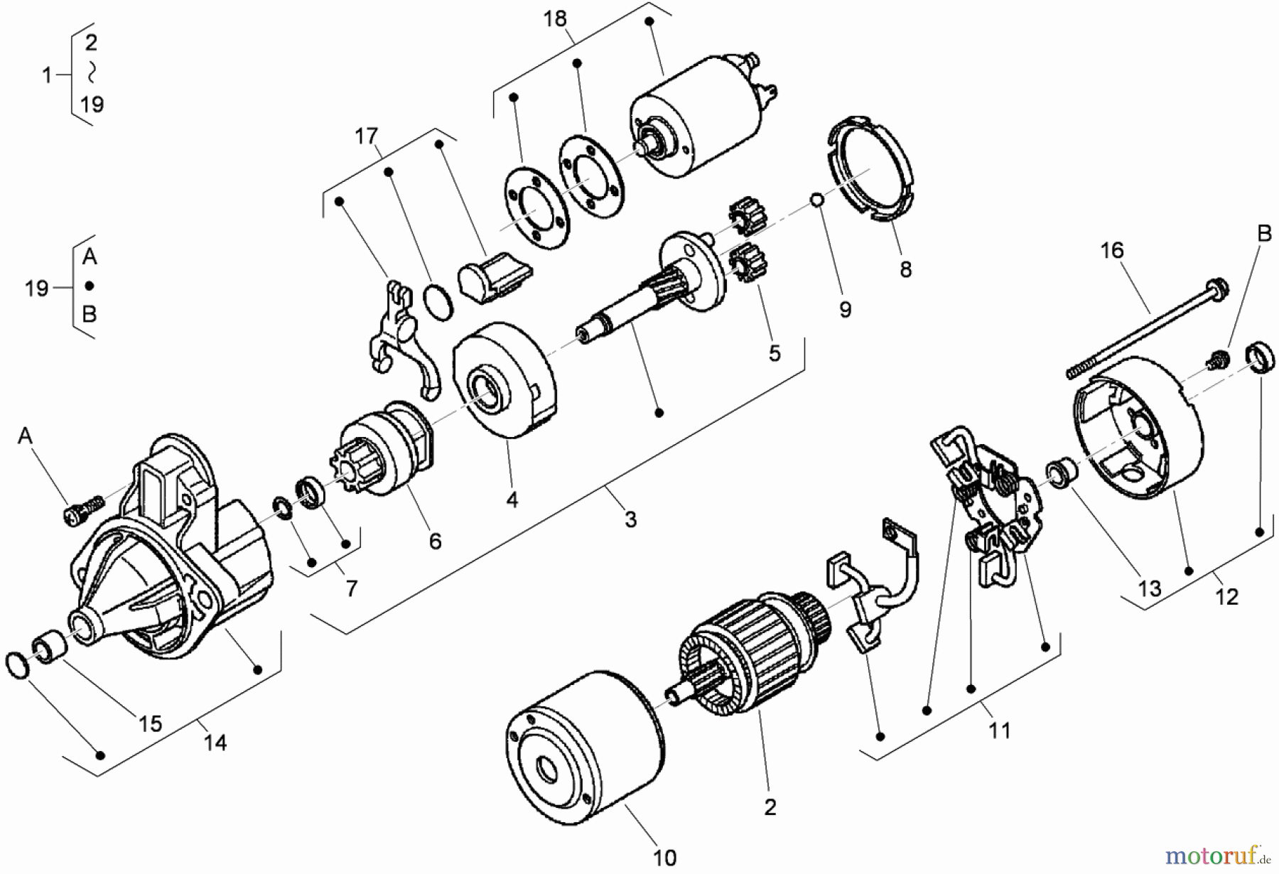  Zerto-Turn Mäher 74265TE (Z580-D) - Toro Z Master Mower, 152cm TURBO FORCE Side Discharge Deck (SN: 310000001 - 310999999) (2010) STARTER COMPONENTS ASSEMBLY