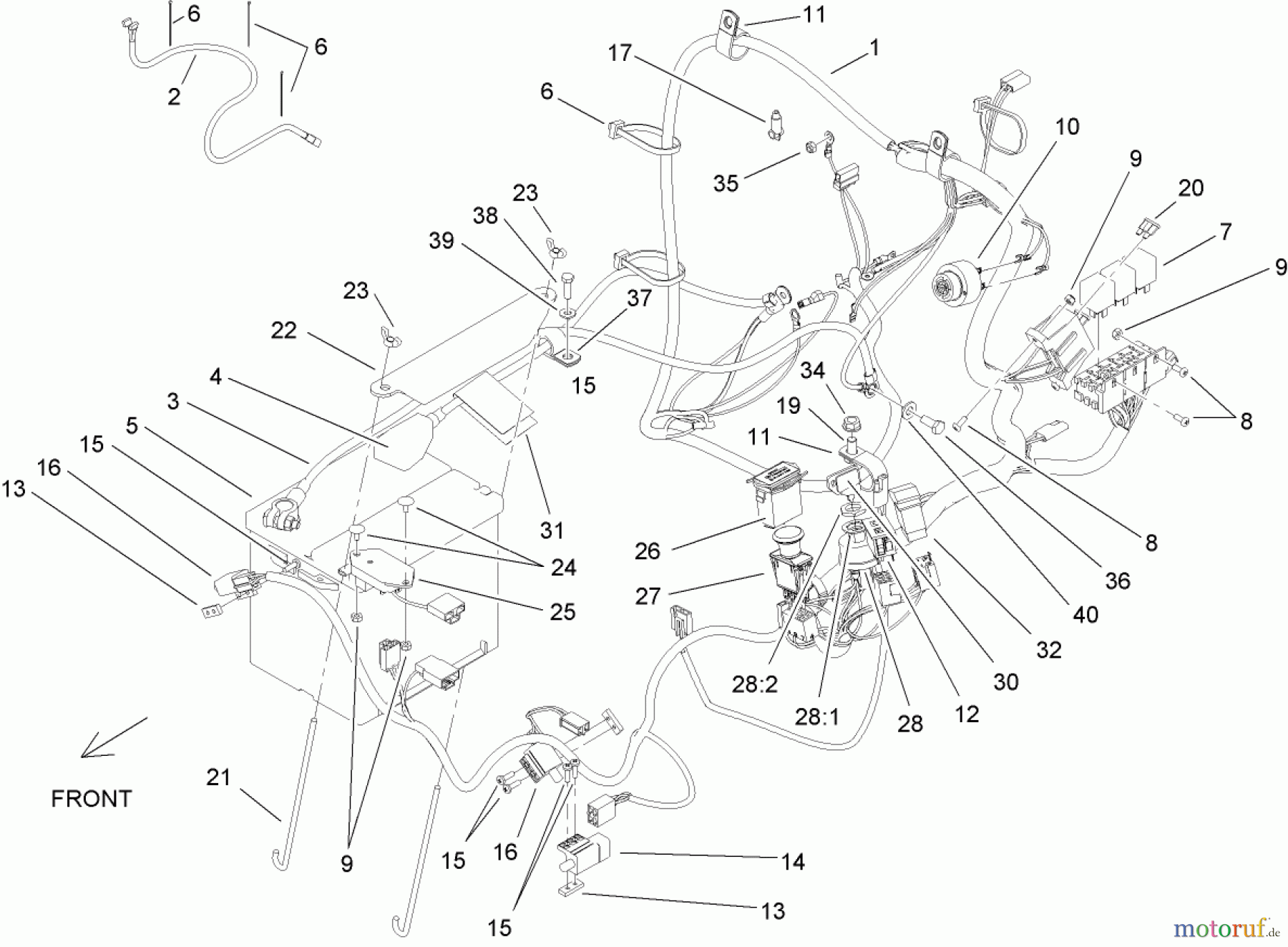  Zerto-Turn Mäher 74265TE (Z593-D) - Toro Z Master Mower, 152cm TURBO FORCE Side Discharge Deck (SN: 260000001 - 260999999) (2006) ELECTRICAL ASSEMBLY