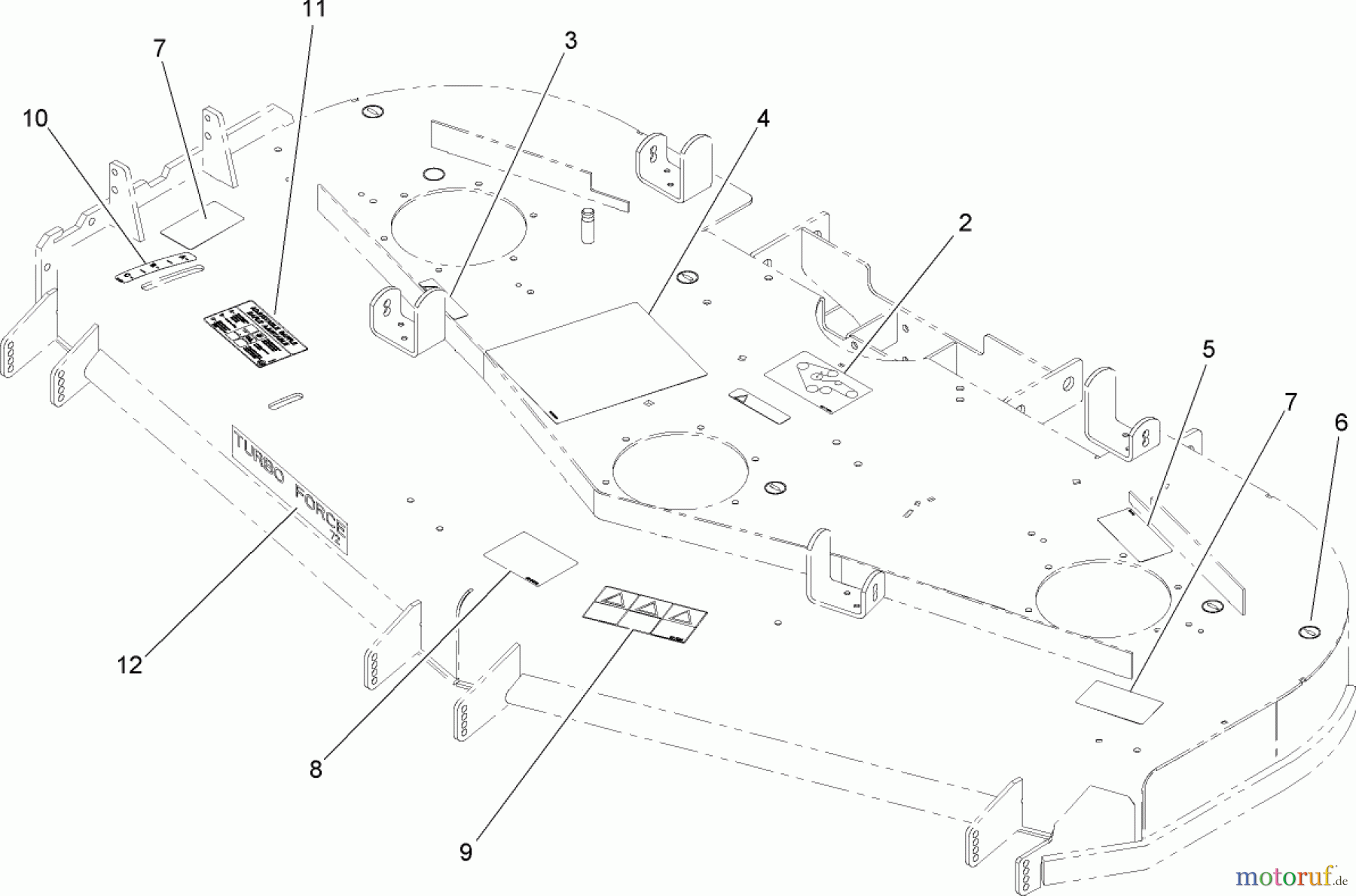  Zerto-Turn Mäher 74269TE (Z597-D) - Toro Z Master Mower, 182cm TURBO FORCE Side Discharge Deck (SN: 260000001 - 260999999) (2006) DECK ASSEMBLY NO. 110-3931