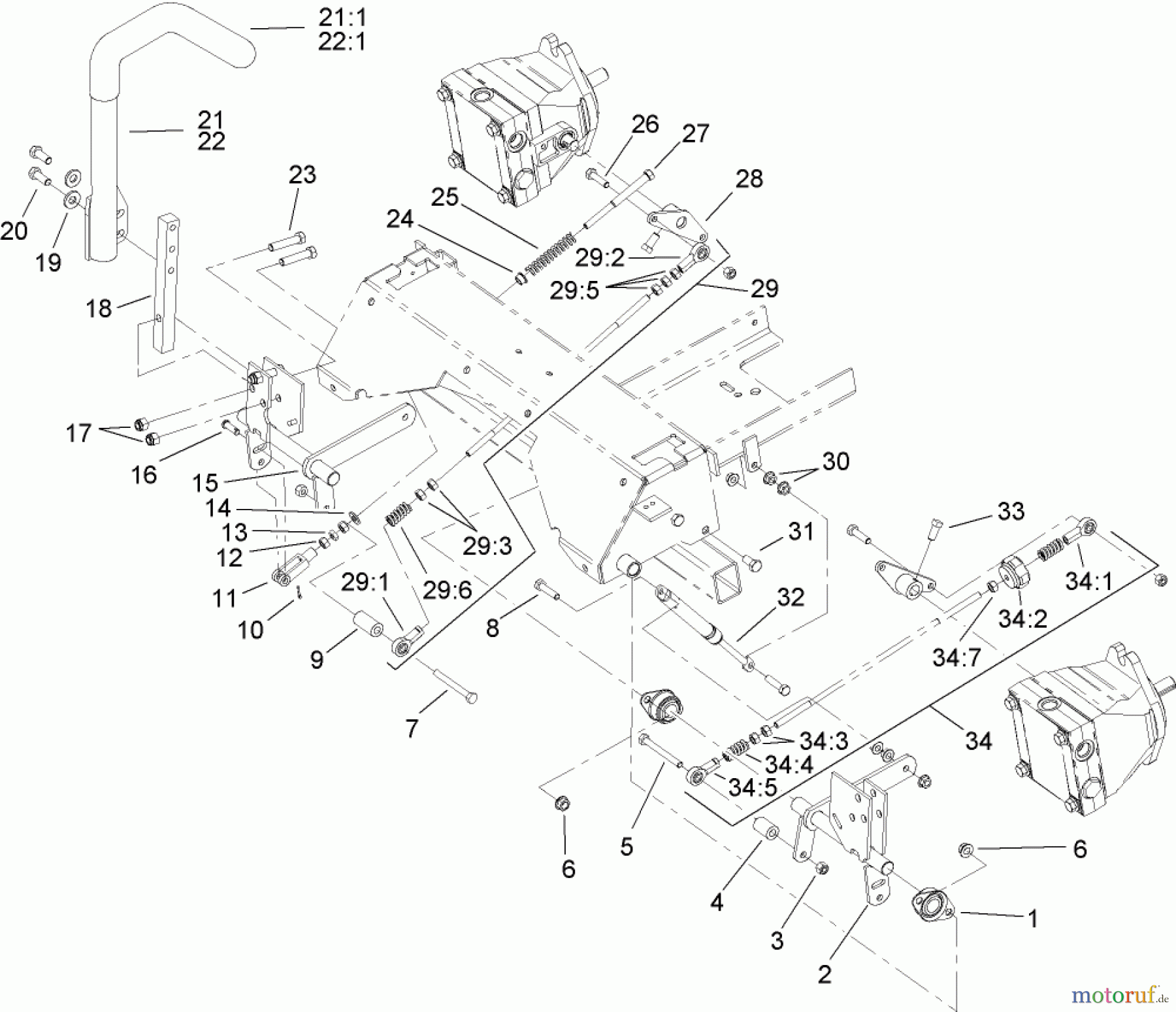  Zerto-Turn Mäher 74269TE (Z597-D) - Toro Z Master Mower, 182cm TURBO FORCE Side Discharge Deck (SN: 260000001 - 260999999) (2006) MOTION CONTROL ASSEMBLY