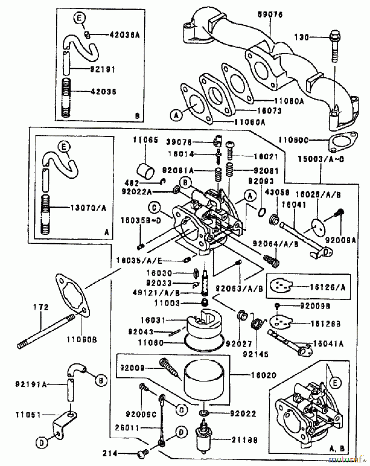  Zerto-Turn Mäher 74270 (Z147) - Toro Z Master Mower, 112cm SFS Side Discharge Deck (SN: 210000001 - 210999999) (2001) CARBURETOR ASSEMBLY KAWASAKI FH500V-DS10