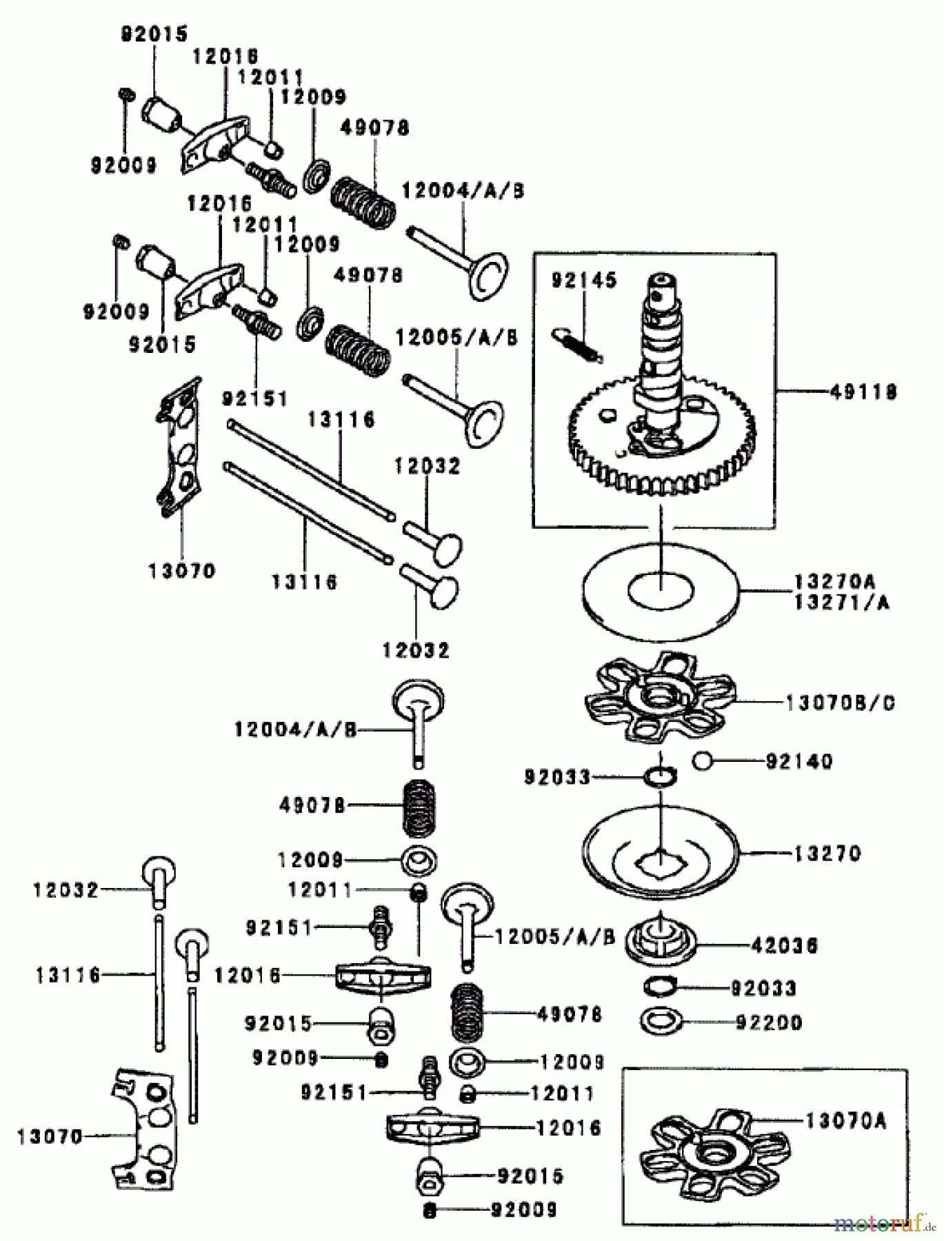  Zerto-Turn Mäher 74270 (Z147) - Toro Z Master Mower, 112cm SFS Side Discharge Deck (SN: 210000001 - 210999999) (2001) VALVE/CAMSHAFT ASSEMBLY KAWASAKI FH500V-DS10