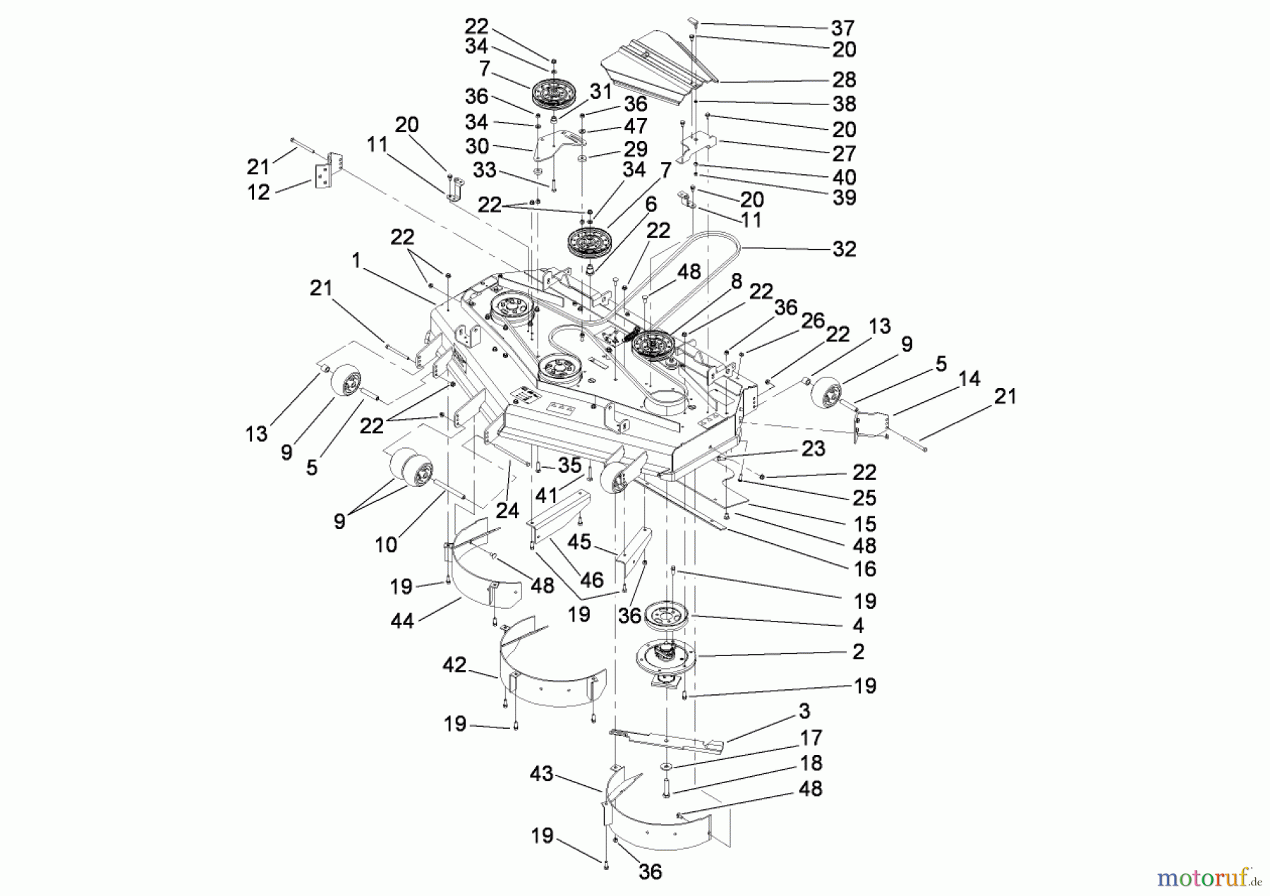  Zerto-Turn Mäher 74279TE (Z580-D) - Toro Z Master Mower, 52 Rear Discharge Deck (SN: 280000001 - 280999999) (2008) DECK ASSEMBLY