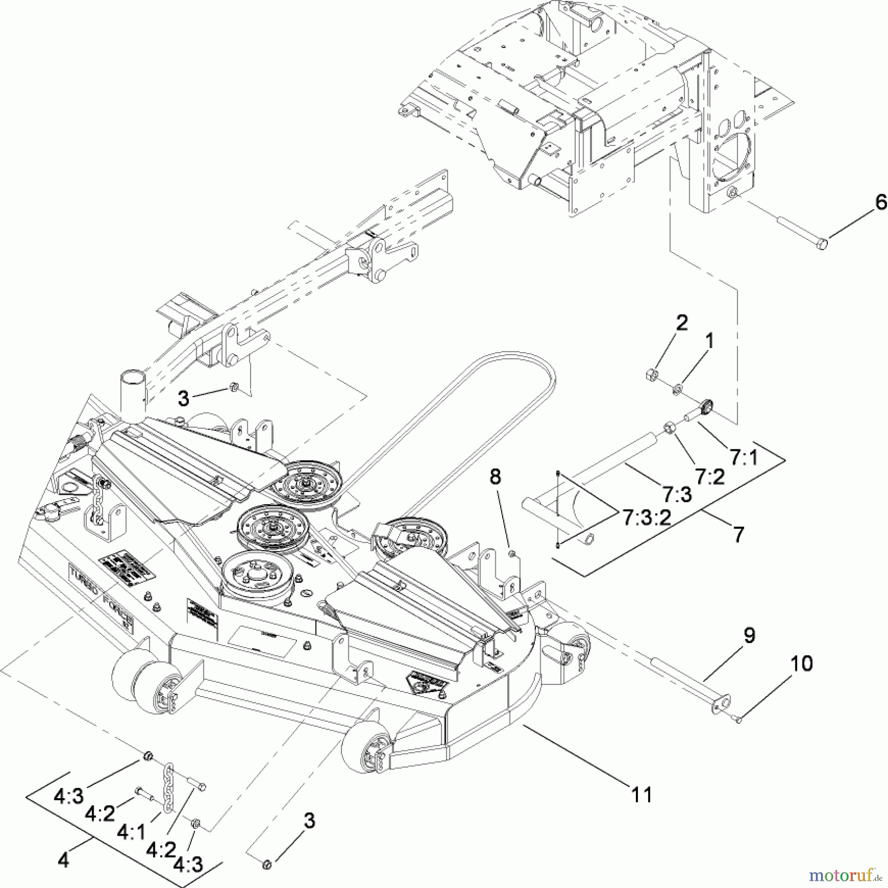  Zerto-Turn Mäher 74279TE (Z580-D) - Toro Z Master Mower, 52 Rear Discharge Deck (SN: 280000001 - 280999999) (2008) DECK CONNECTION ASSEMBLY