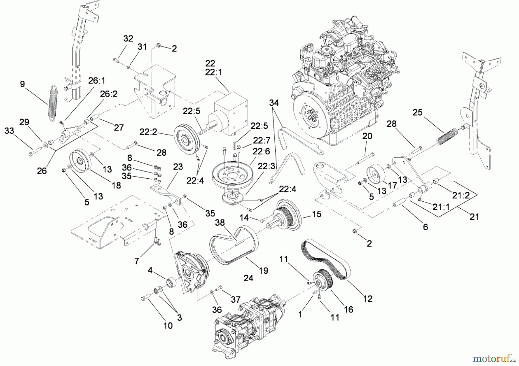  Zerto-Turn Mäher 74279TE (Z580-D) - Toro Z Master Mower, 52 Rear Discharge Deck (SN: 280000001 - 280999999) (2008) HYDRO AND GEARBOX ASSEMBLY