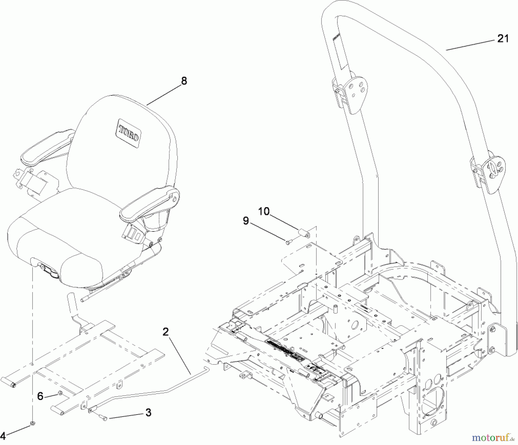  Zerto-Turn Mäher 74279TE (Z580-D) - Toro Z Master Mower, 52 Rear Discharge Deck (SN: 280000001 - 280999999) (2008) ROLL-OVER PROTECTION SYSTEM ASSEMBLY