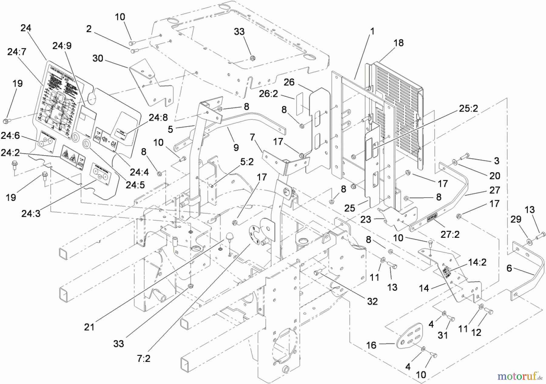  Zerto-Turn Mäher 74279TE (Z580-D) - Toro Z Master Mower, 52 Rear Discharge Deck (SN: 310000001 - 310999999) (2010) ENGINE HOUSING ASSEMBLY