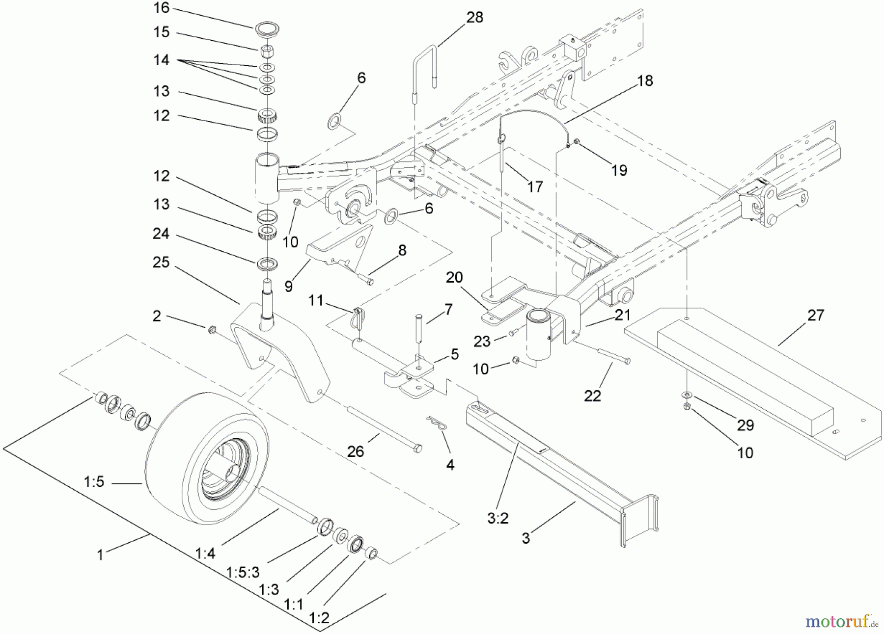  Zerto-Turn Mäher 74279TE (Z593-D) - Toro Z Master Mower, 52 Rear Discharge Deck (SN: 270000001 - 270999999) (2007) CASTER WHEEL AND FORK ASSEMBLY