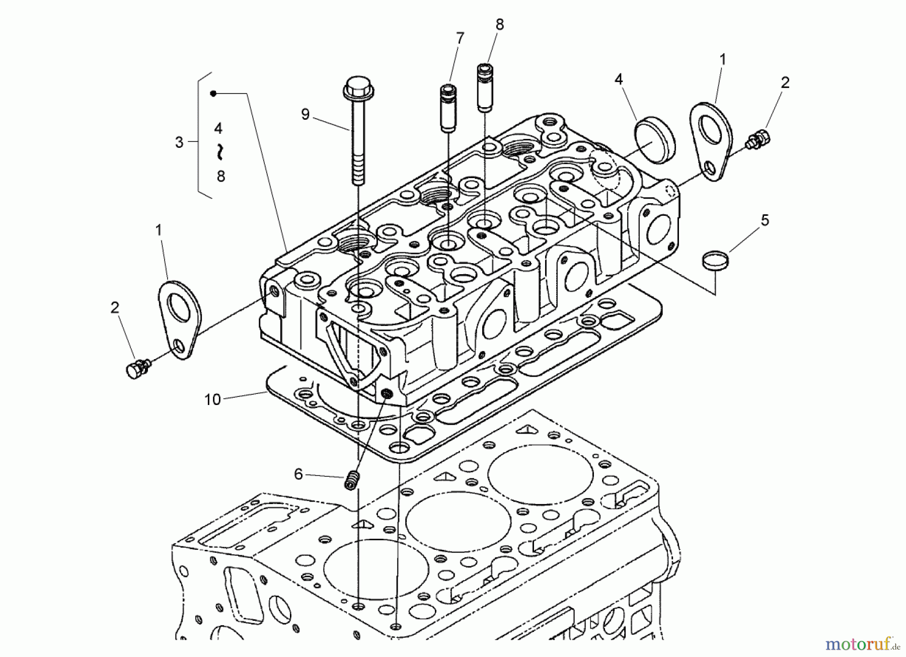  Zerto-Turn Mäher 74279TE (Z593-D) - Toro Z Master Mower, 52 Rear Discharge Deck (SN: 270000001 - 270999999) (2007) CYLINDER HEAD ASSEMBLY