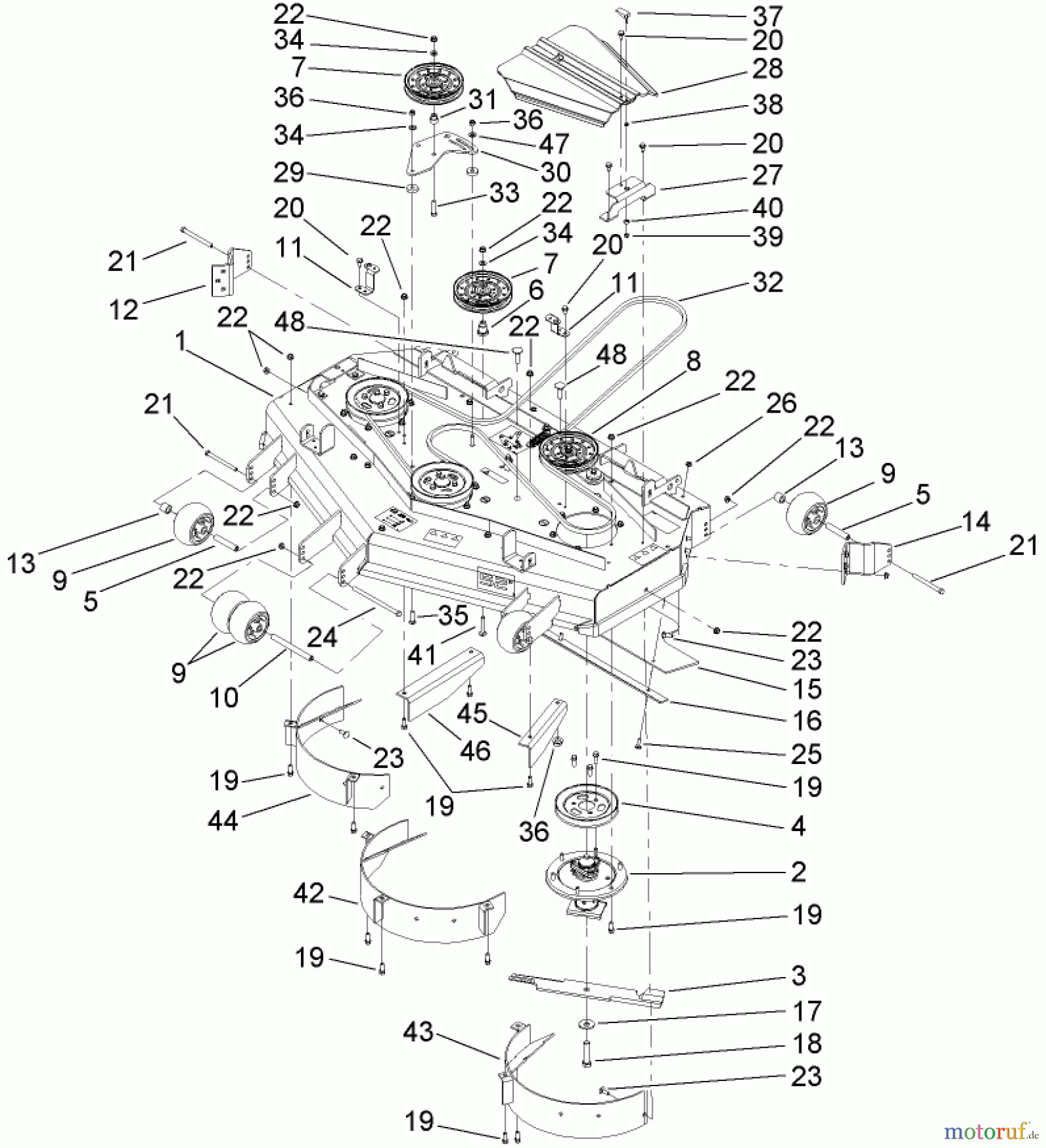  Zerto-Turn Mäher 74279TE (Z593-D) - Toro Z Master Mower, 52 Rear Discharge Deck (SN: 270000001 - 270999999) (2007) DECK ASSEMBLY