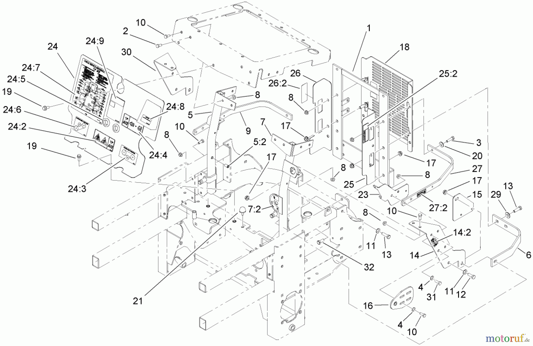  Zerto-Turn Mäher 74279TE (Z593-D) - Toro Z Master Mower, 52 Rear Discharge Deck (SN: 270000001 - 270999999) (2007) ENGINE HOUSING ASSEMBLY