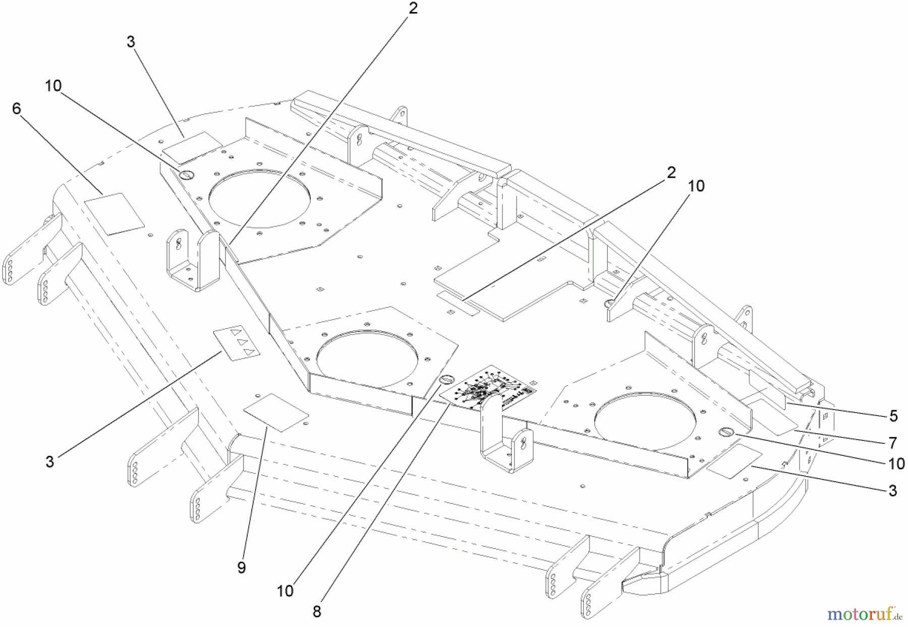  Zerto-Turn Mäher 74280TE (Z597-D) - Toro Z Master Mower, 62 Rear Discharge Deck (SN: 270000001 - 270999999) (2007) DECK DECAL ASSEMBLY NO. 110-5571