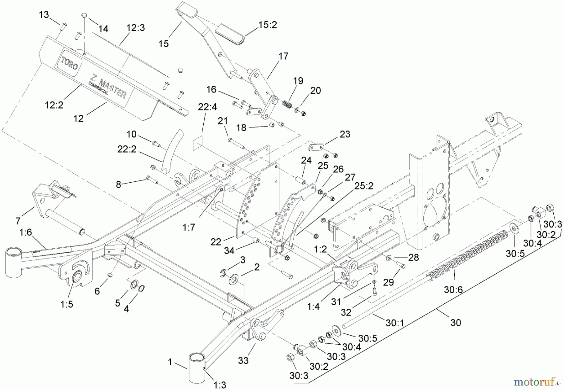  Zerto-Turn Mäher 74280TE (Z597-D) - Toro Z Master Mower, 62 Rear Discharge Deck (SN: 270000001 - 270999999) (2007) FRONT FRAME ASSEMBLY #2