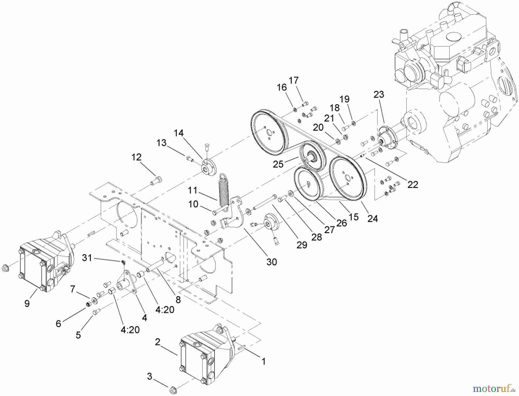  Zerto-Turn Mäher 74280TE (Z597-D) - Toro Z Master Mower, 62 Rear Discharge Deck (SN: 270000001 - 270999999) (2007) WHEEL PUMP DRIVE ASSEMBLY