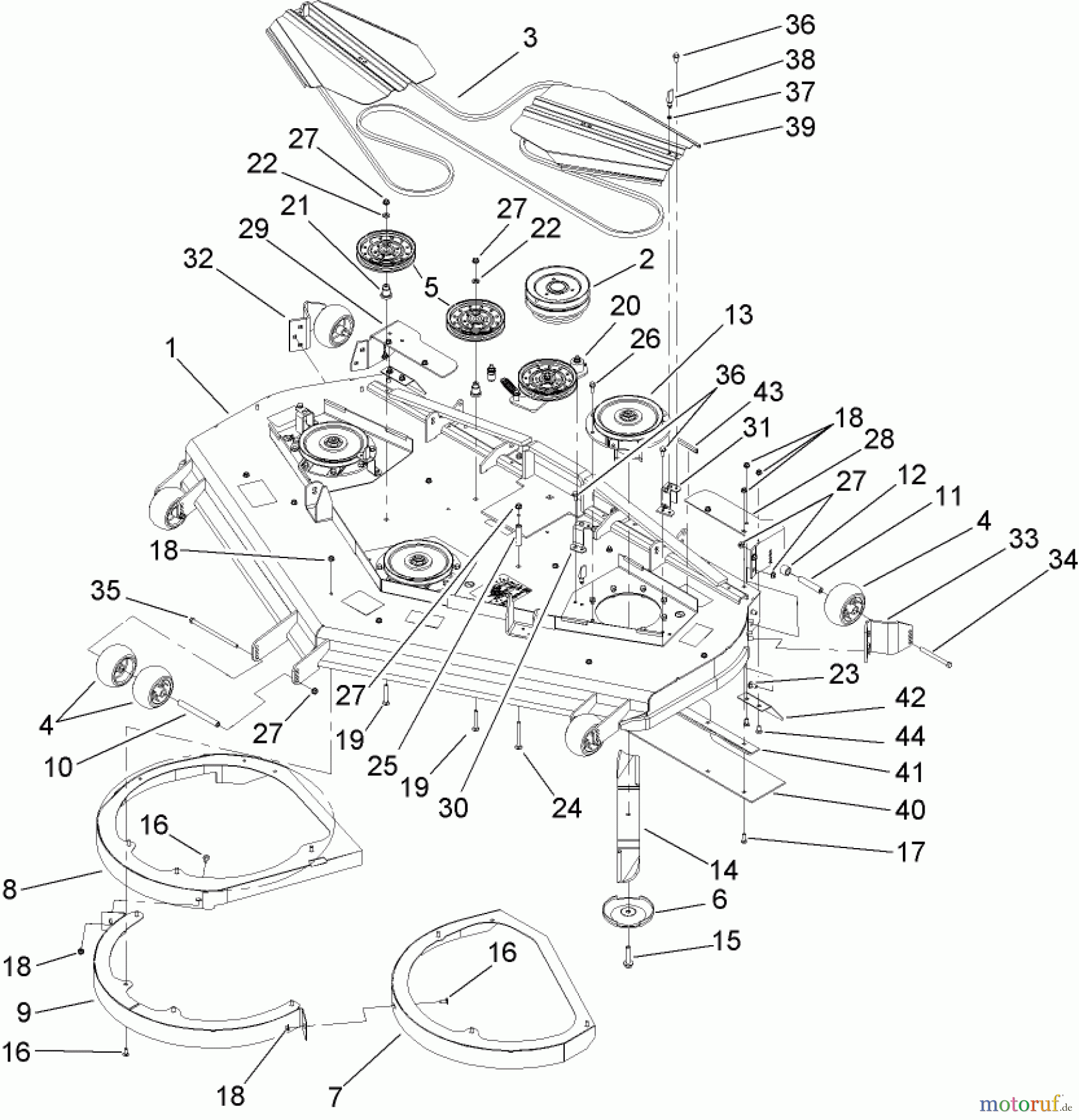  Zerto-Turn Mäher 74281TE (Z597-D) - Toro Z Master Mower, 72 Rear Discharge Deck (SN: 260000001 - 260999999) (2006) DECK ASSEMBLY