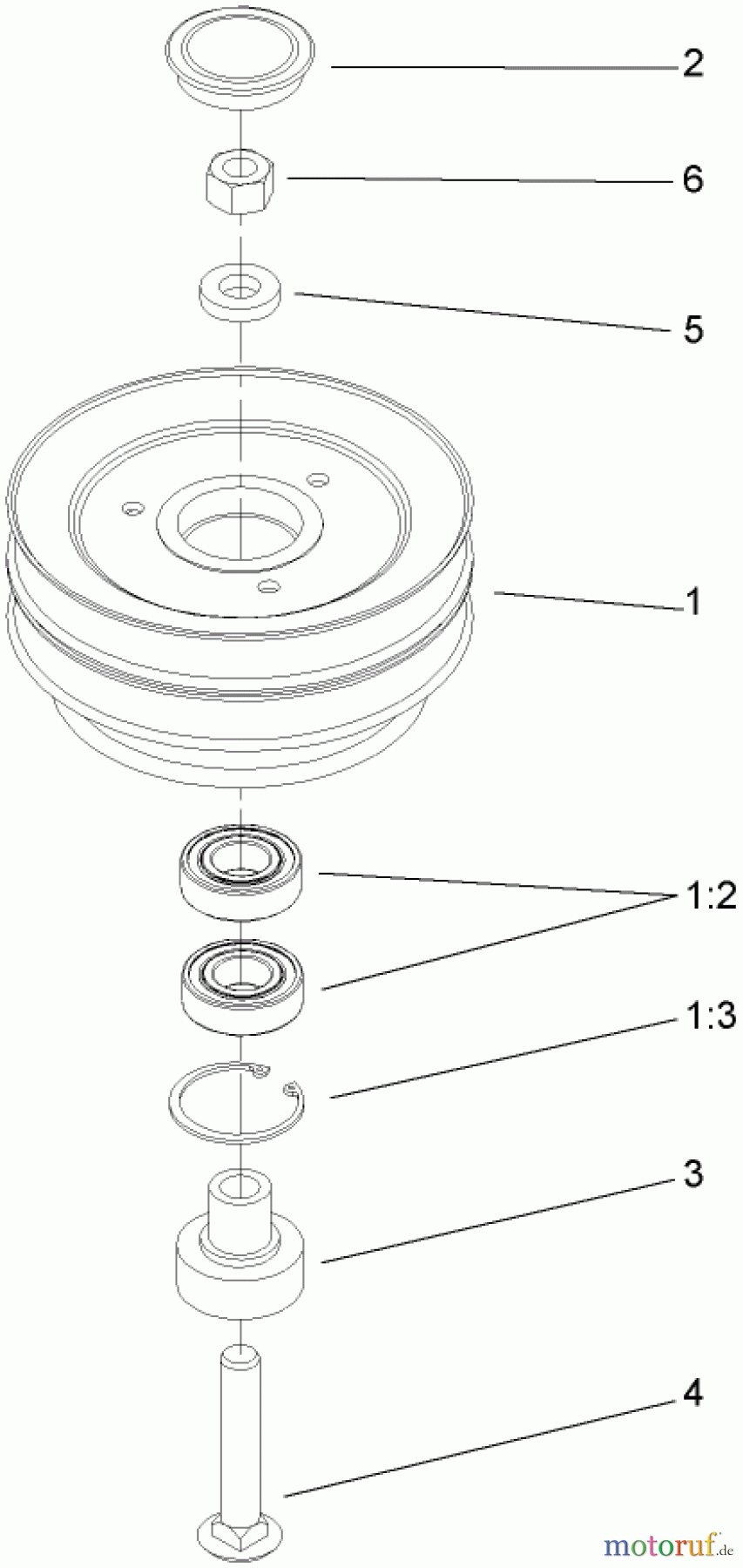  Zerto-Turn Mäher 74281TE (Z597-D) - Toro Z Master Mower, 72 Rear Discharge Deck (SN: 260000001 - 260999999) (2006) PULLY ASSEMBLY NO. 110-9927