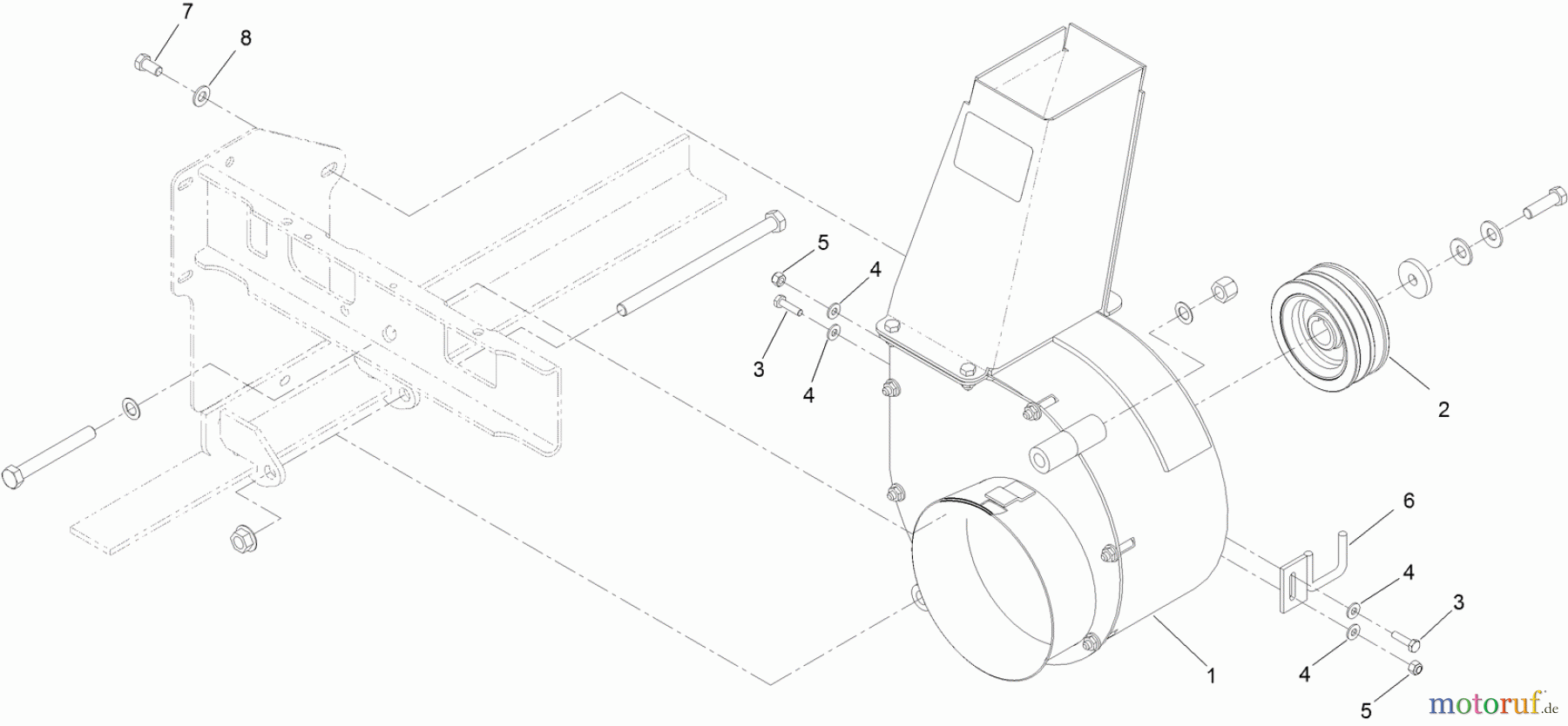  Zerto-Turn Mäher 74310 - Toro Z Master 8000 Series Riding Mower, with 42in Direct-Collect Cutting Unit (SN: 314000001 - 314999999) (2014) BLOWER MOUNTING ASSEMBLY