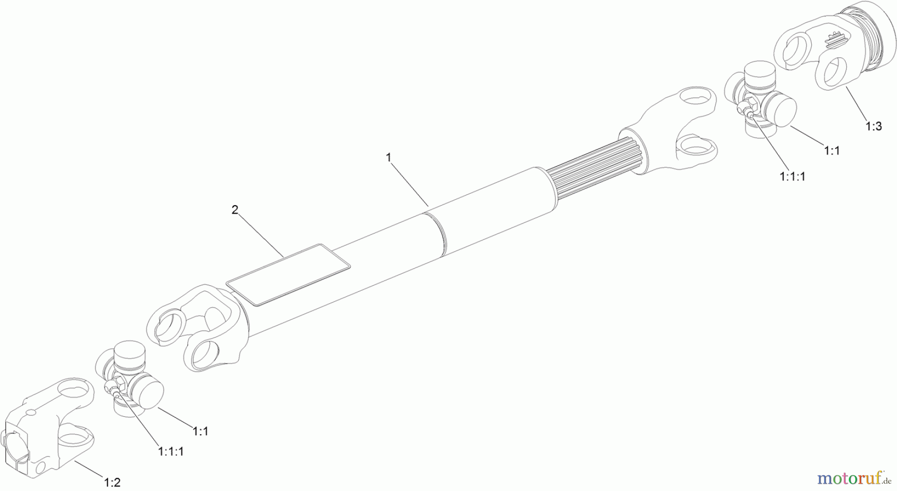  Zerto-Turn Mäher 74310 - Toro Z Master 8000 Series Riding Mower, with 42in Direct-Collect Cutting Unit (SN: 314000001 - 314999999) (2014) DRIVE SHAFT ASSEMBLY NO. 103-9485