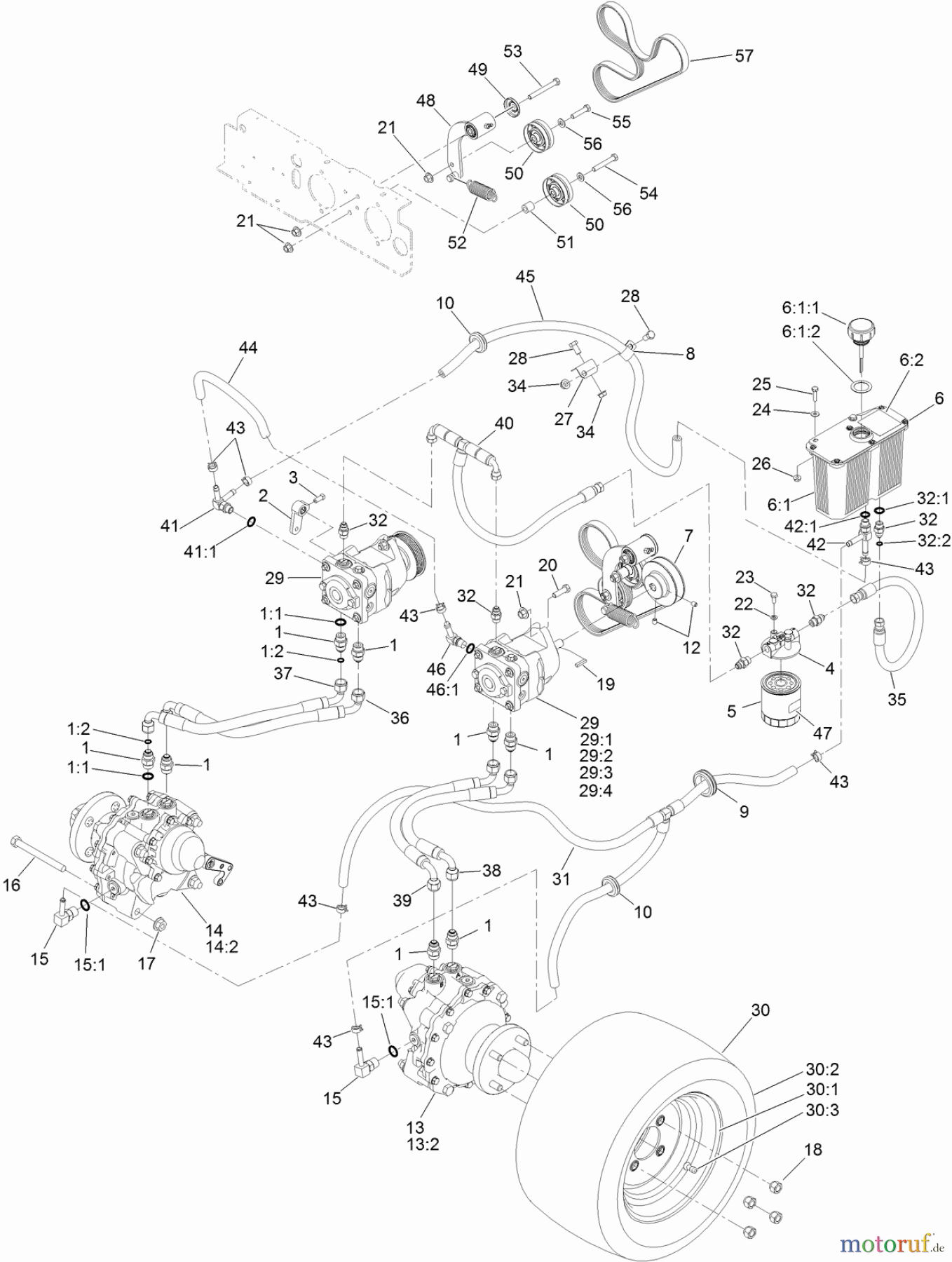  Zerto-Turn Mäher 74310 - Toro Z Master 8000 Series Riding Mower, with 42in Direct-Collect Cutting Unit (SN: 314000001 - 314999999) (2014) HYDRAULIC ASSEMBLY