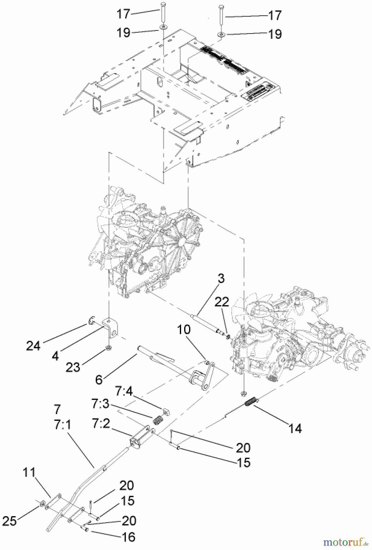  Zerto-Turn Mäher 74408TE (Z334) - Toro Z Master Mower, 86cm 7-Gauge Side Discharge Deck (SN: 270000701 - 270999999) (2007) BRAKE LINKAGE ASSEMBLY