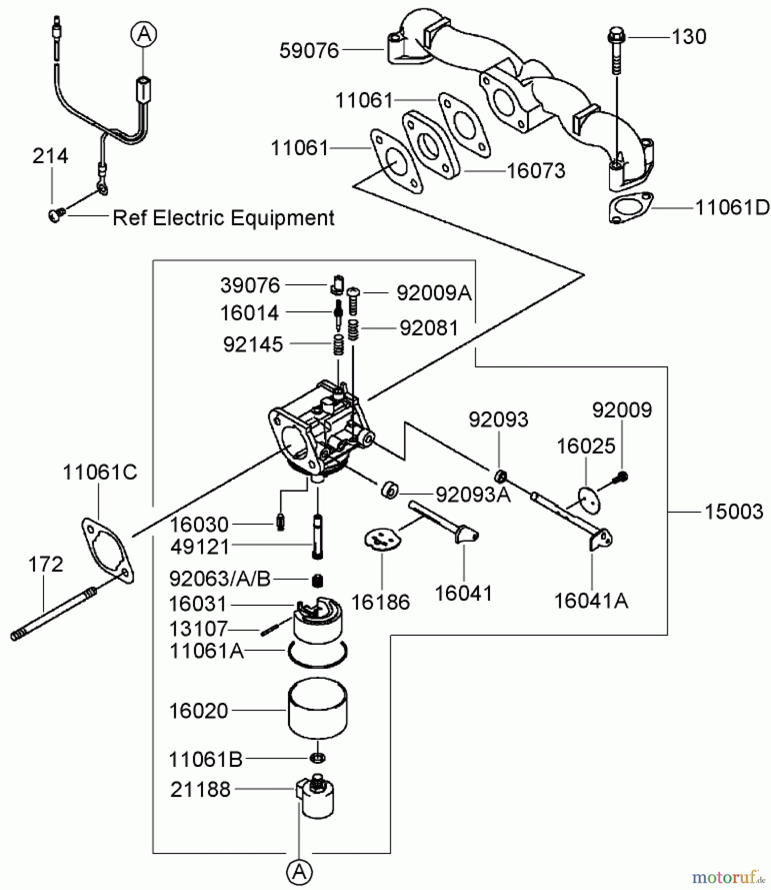  Zerto-Turn Mäher 74408TE (Z334) - Toro Z Master Mower, 86cm 7-Gauge Side Discharge Deck (SN: 270000701 - 270999999) (2007) CARBURETOR ASSEMBLY KAWASAKI FH580V-AS50-R