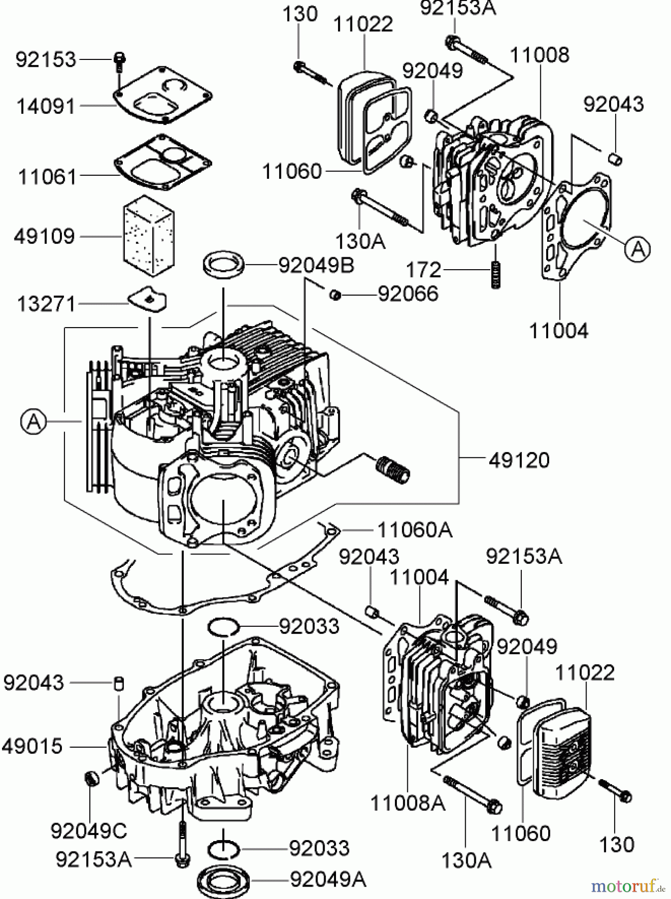  Zerto-Turn Mäher 74408TE (Z334) - Toro Z Master Mower, 86cm 7-Gauge Side Discharge Deck (SN: 270000701 - 270999999) (2007) CYLINDER AND CRANKCASE ASSEMBLY KAWASAKI FH580V-AS50-R