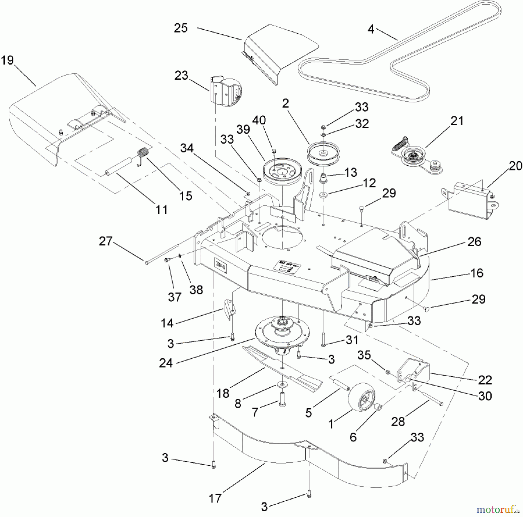  Zerto-Turn Mäher 74408TE (Z334) - Toro Z Master Mower, 86cm 7-Gauge Side Discharge Deck (SN: 270000701 - 270999999) (2007) DECK ASSEMBLY