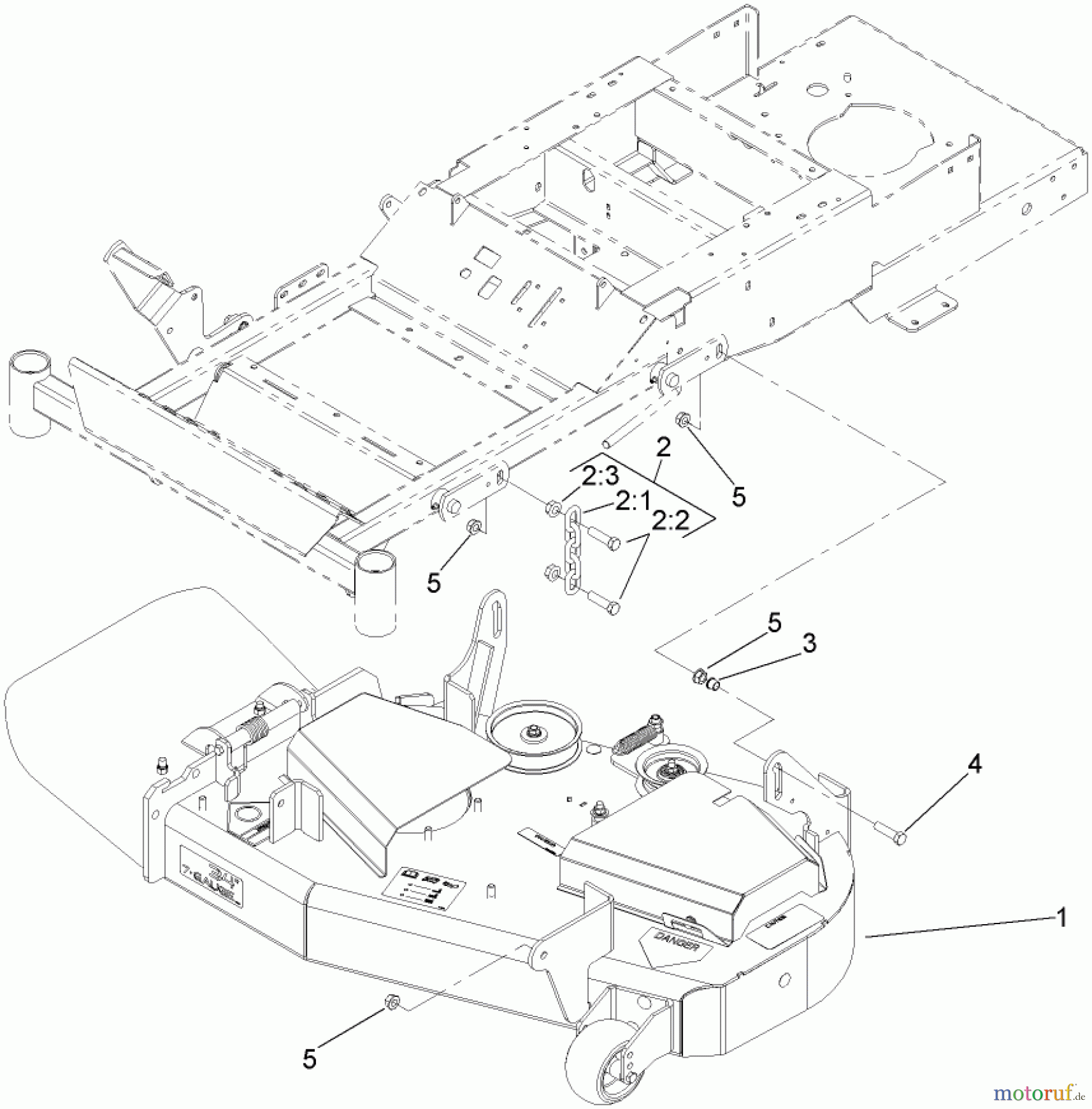  Zerto-Turn Mäher 74408TE (Z334) - Toro Z Master Mower, 86cm 7-Gauge Side Discharge Deck (SN: 270000701 - 270999999) (2007) DECK CONNECTION ASSEMBLY