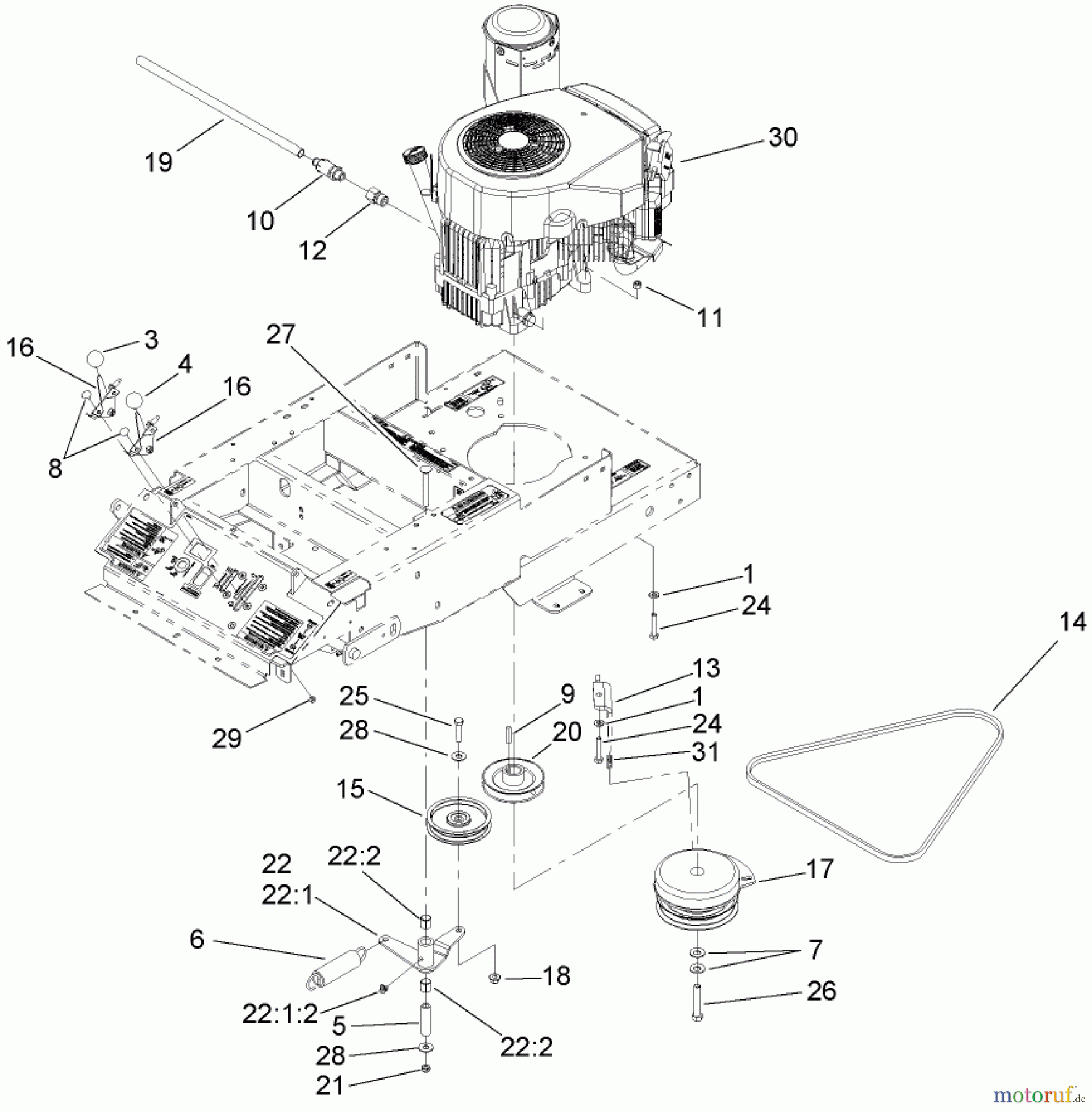  Zerto-Turn Mäher 74408TE (Z300) - Toro Z Master Mower, 86cm 7-Gauge Side Discharge Deck (SN: 280000001 - 280999999) (2008) ENGINE MOUNTING ASSEMBLY