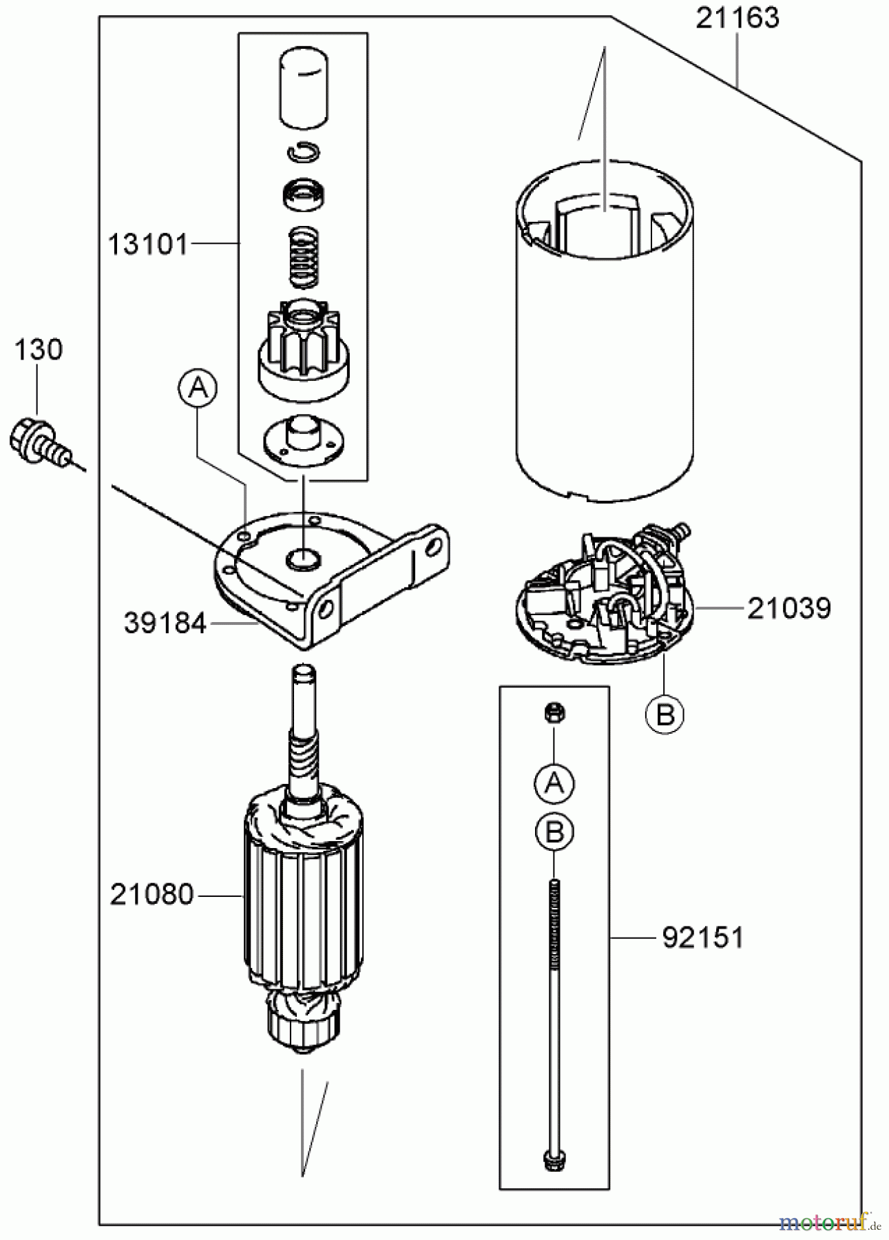  Zerto-Turn Mäher 74408TE (Z300) - Toro Z Master Mower, 86cm 7-Gauge Side Discharge Deck (SN: 280000001 - 280999999) (2008) STARTER ASSEMBLY KAWASAKI FH580V-AS50-R